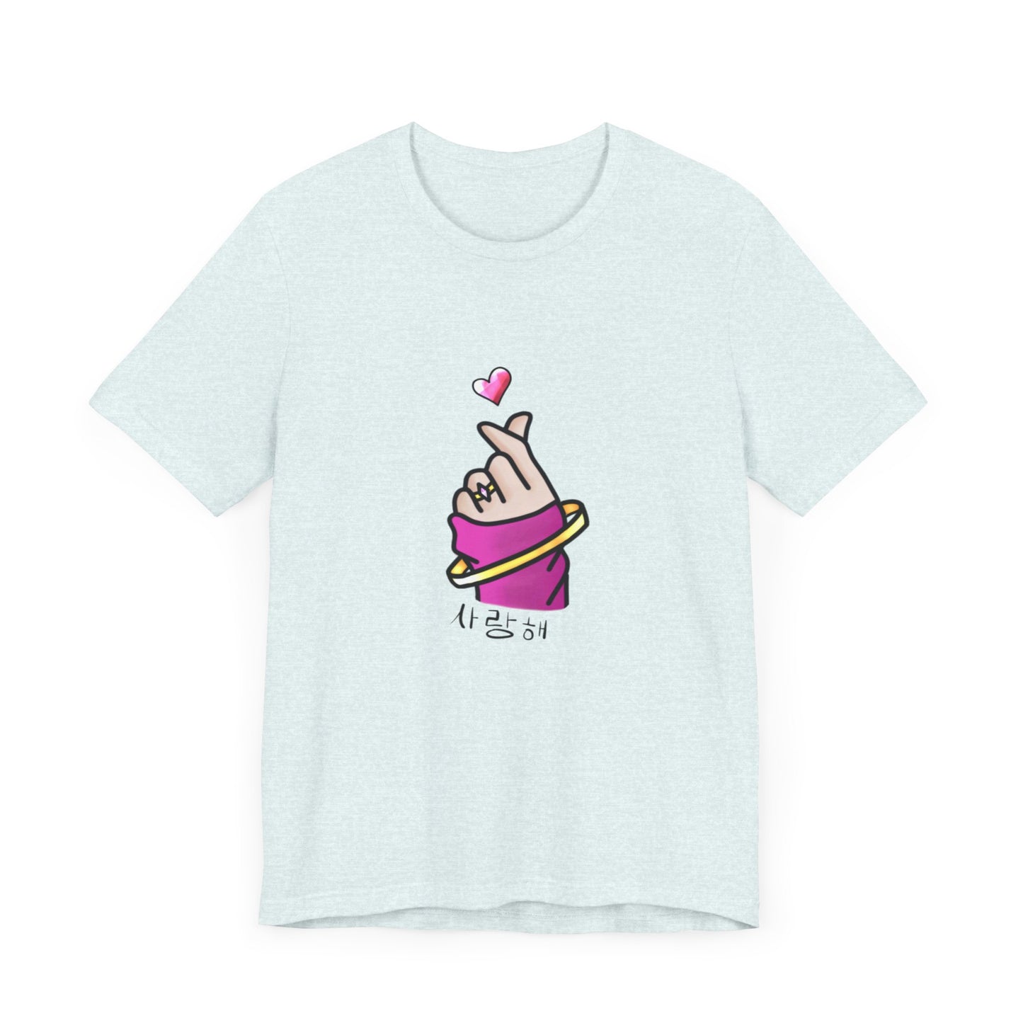 Cute T-Shirt, Finger Heart Unisex Graphic Tee - Korean K-Pop Design