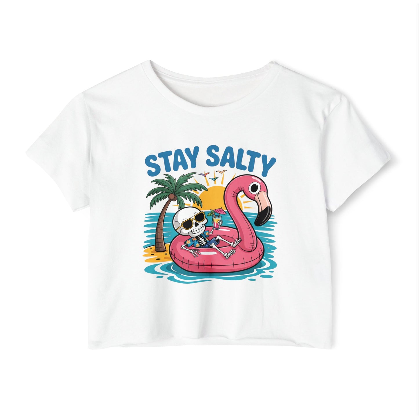 Skeleton Crop Top For Women, Beach Gifts For Her, Pool T-Shirt Croptop Casual Summer TShirt Merch, Save a Horse Ride A Cowgirl