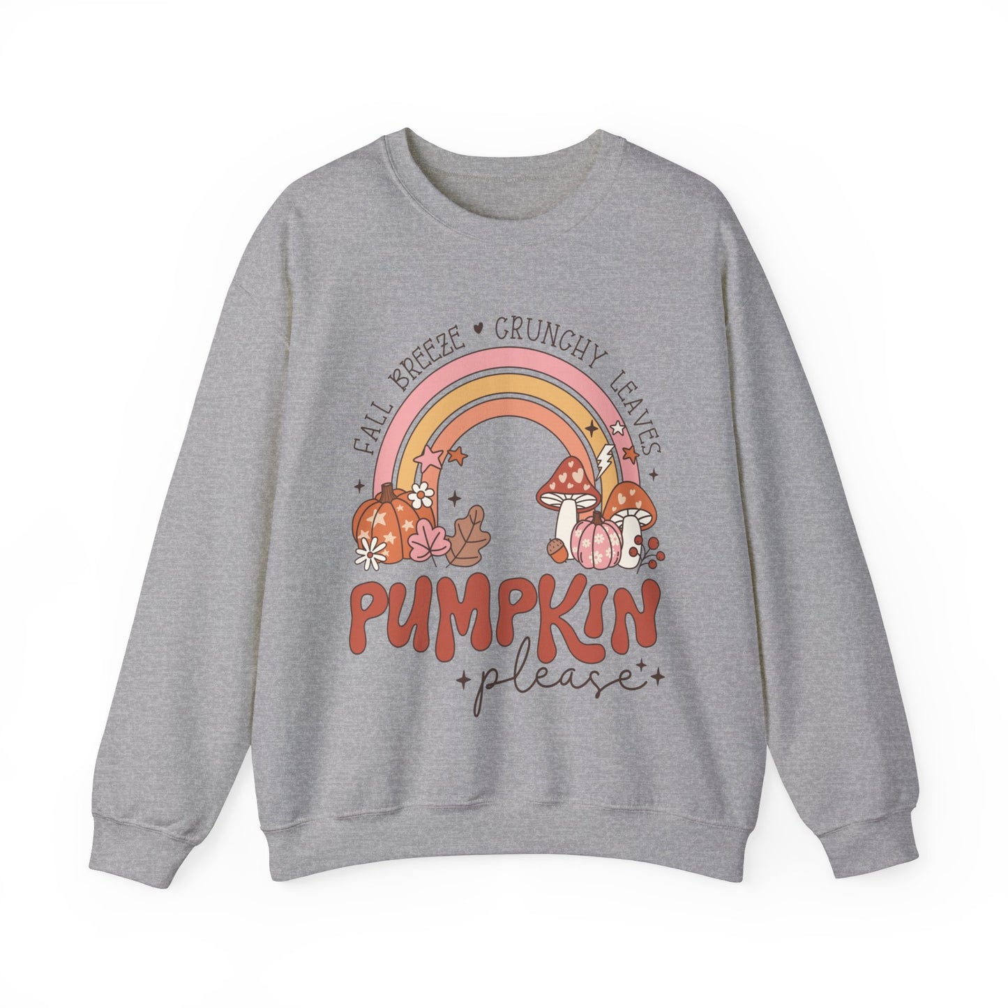 Fall Sweatshirt Halloween Graphic Pullover Sweater | Autumn Gifts For Mom Pumpkin Gift For Farm Lovers | Fall Breeze Crunchy Leaves Pumpkin Please