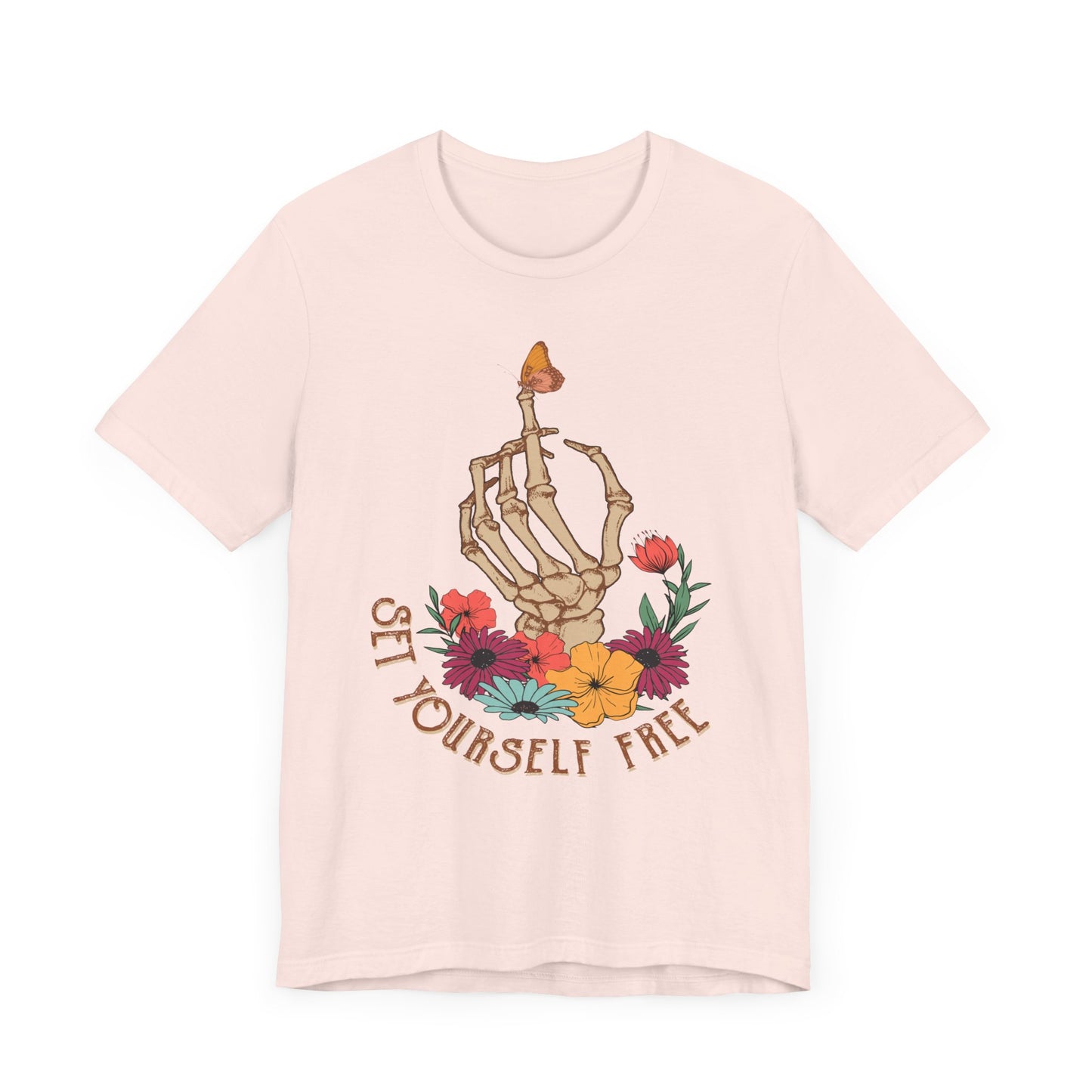 Retro T-Shirt, Skeleton Graphic Tee for Teens, Unisex Tshirt Aesthetic Gifts For Her, Motivational Quote Mantra Shirt Design