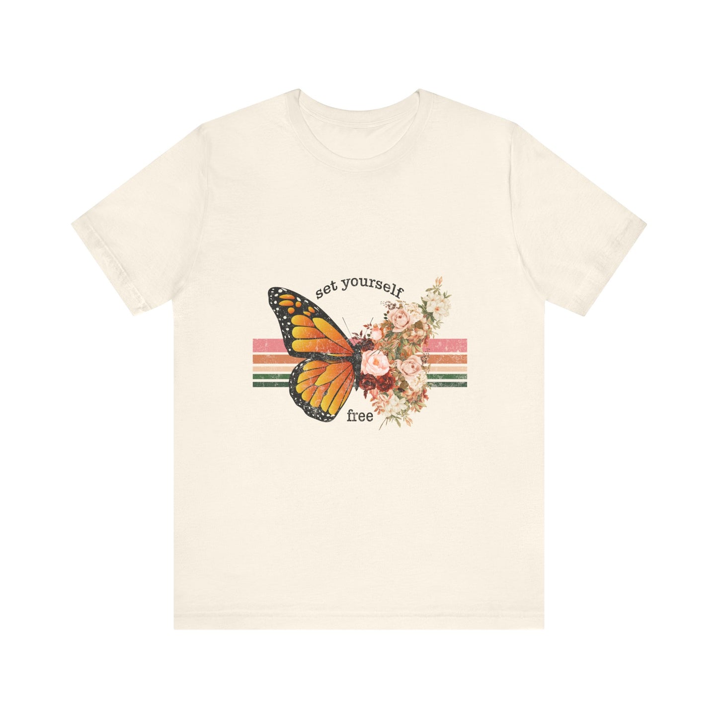 Retro T-Shirt, Butterfly Graphic Tee for Teens, Unisex Tshirt Aesthetic Gifts For Her, Vintage Mantra Shirr Design