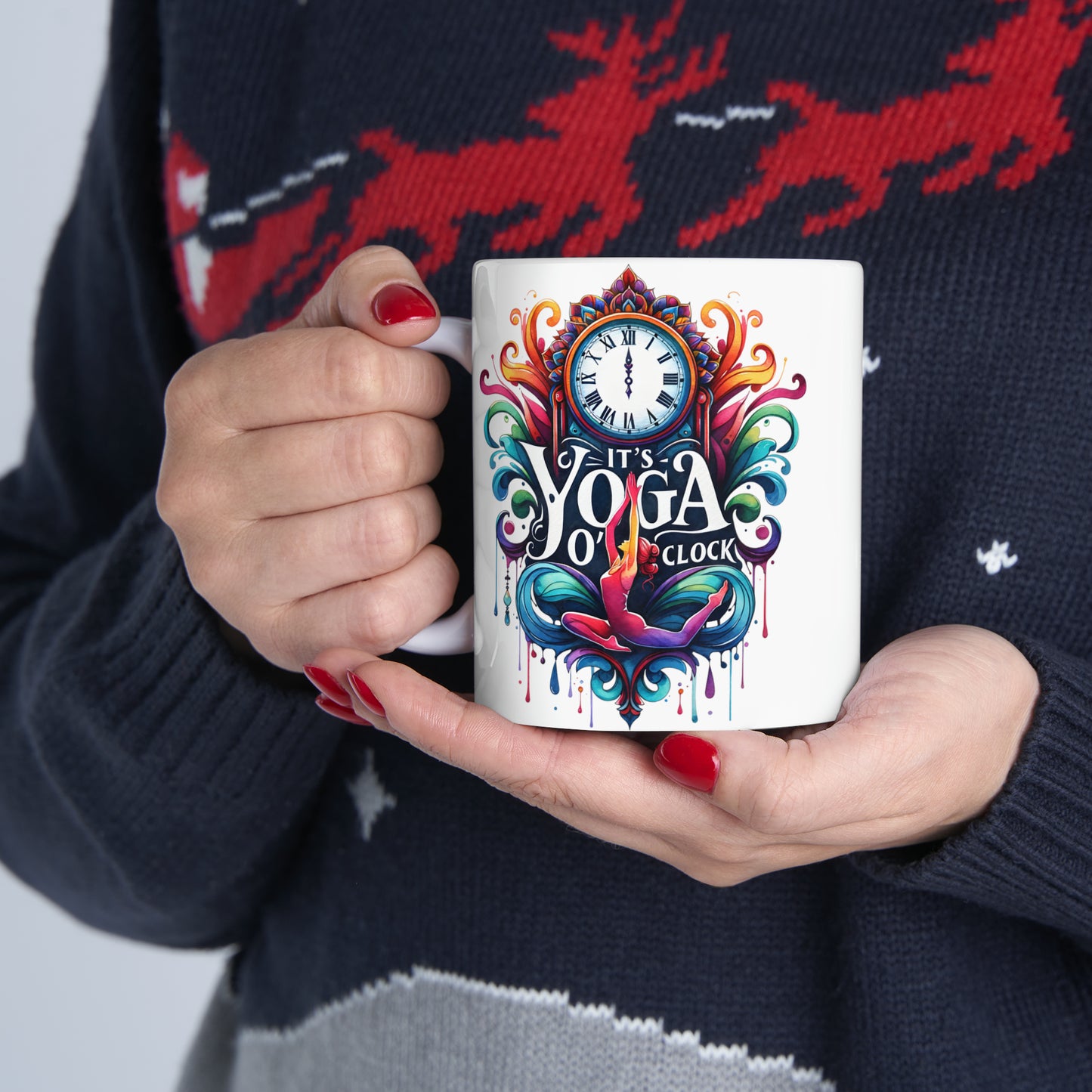 Yoga Coffee Mug, Namaste Ceramic Mug 11oz, Meditation Gifts For Her, Paladis Gift For Mom, Its Yoga Oclock
