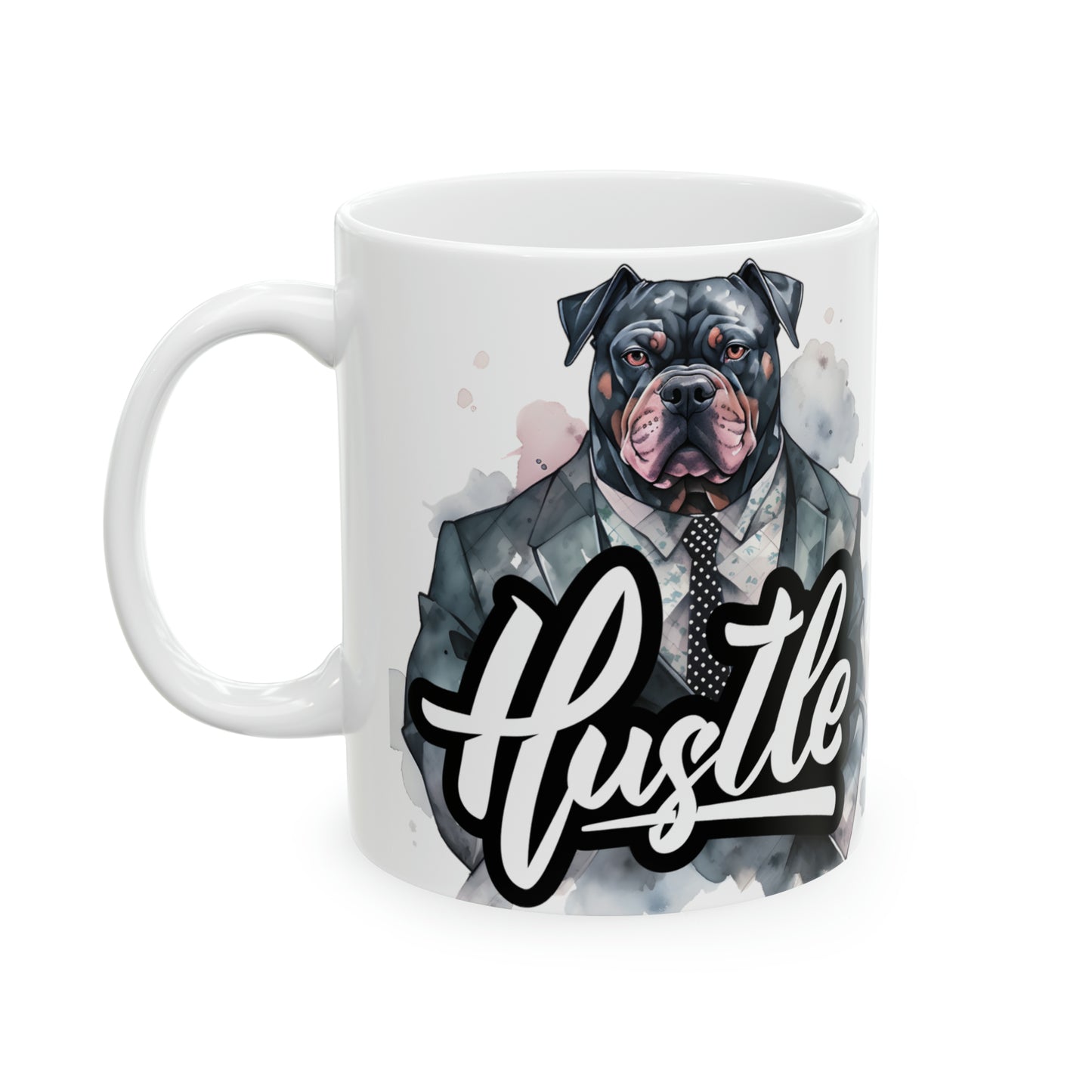 Pitbull Coffee Mug, Hustle Ceramic Mug 11oz, Small Business Gifts For Dog Lovers, Father Gift For Dad