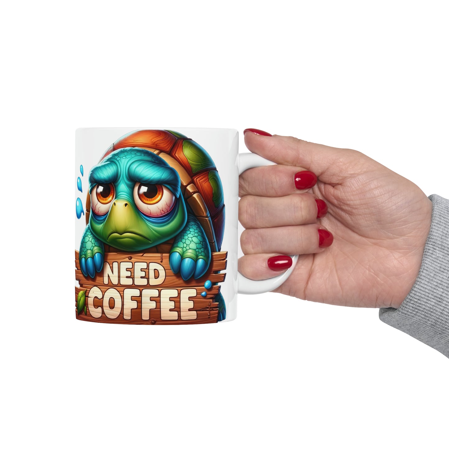 Turtle Coffee Mug, Custom Ceramic Mug 11oz, Coworker wGifts For Coffee Lovers, Funny Gift For Animal Lovers, Need Coffee