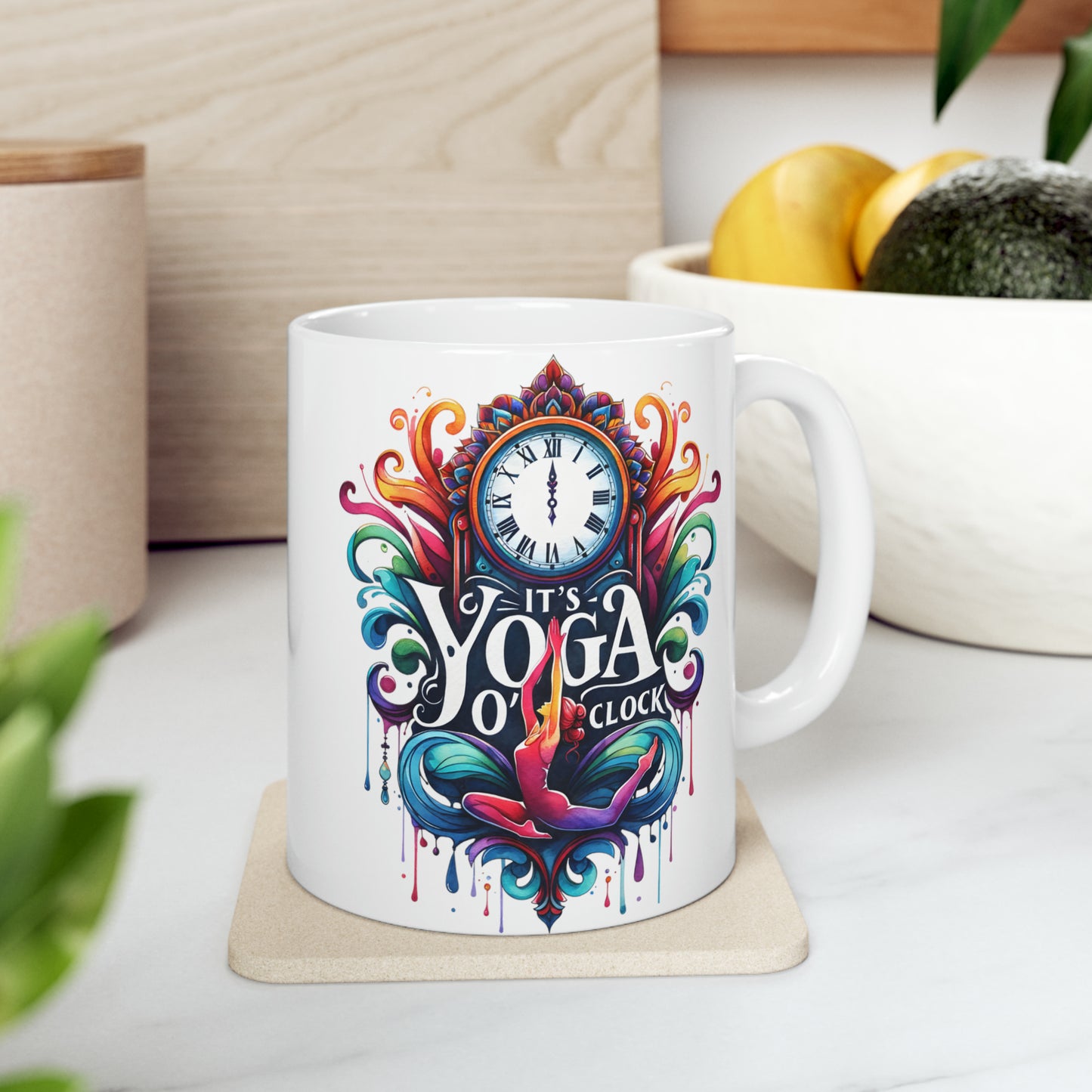 Yoga Coffee Mug, Namaste Ceramic Mug 11oz, Meditation Gifts For Her, Paladis Gift For Mom, Its Yoga Oclock