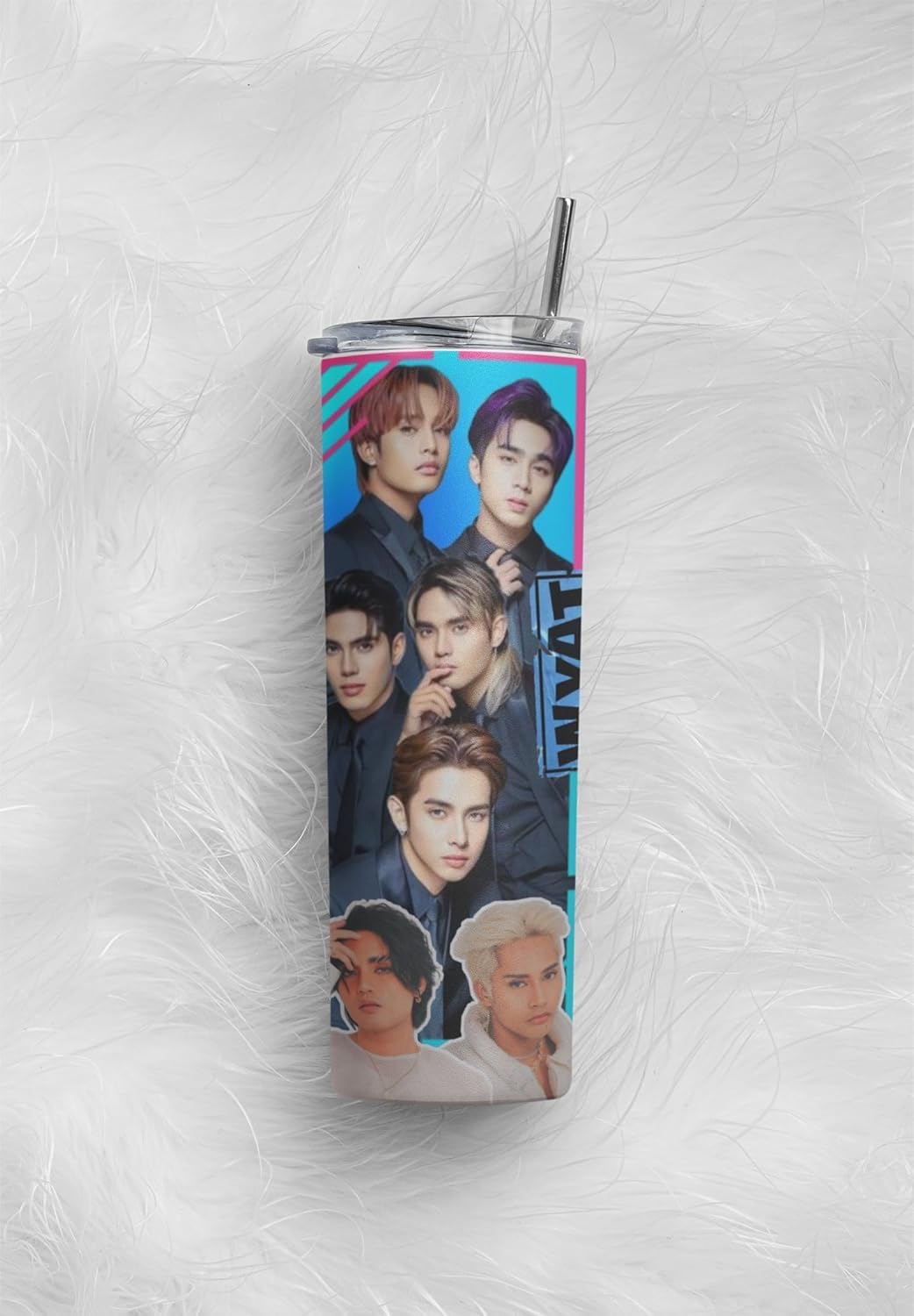 P-Pop Sb19 tumbler, 20 oz stainless steel drinkware featuring popular Filipino boy band for hot and cold drinks.