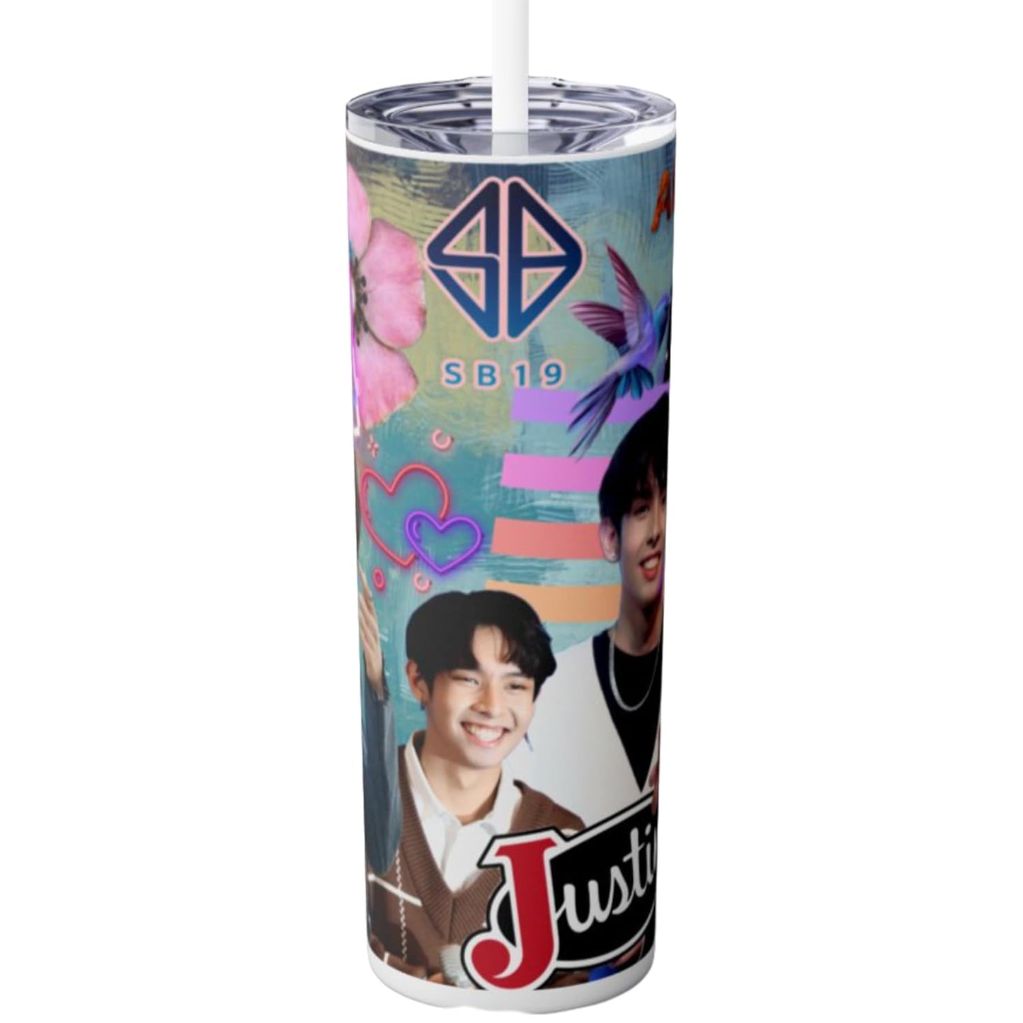 SB19 Justin tumbler 20 oz, stainless steel drinkware for hot and cold drinks, stylish Filipino gift for teens.