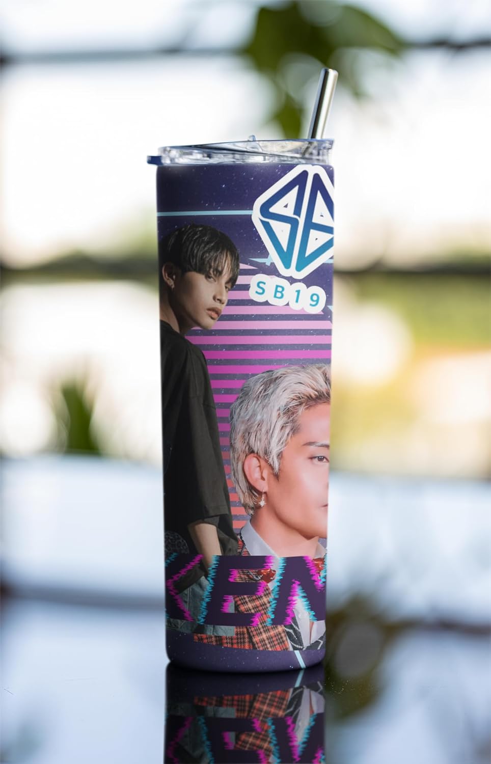 P-Pop SB19 Ken tumbler 20 oz, stainless steel drinkware, perfect for cold drinks, stylish design for fans.