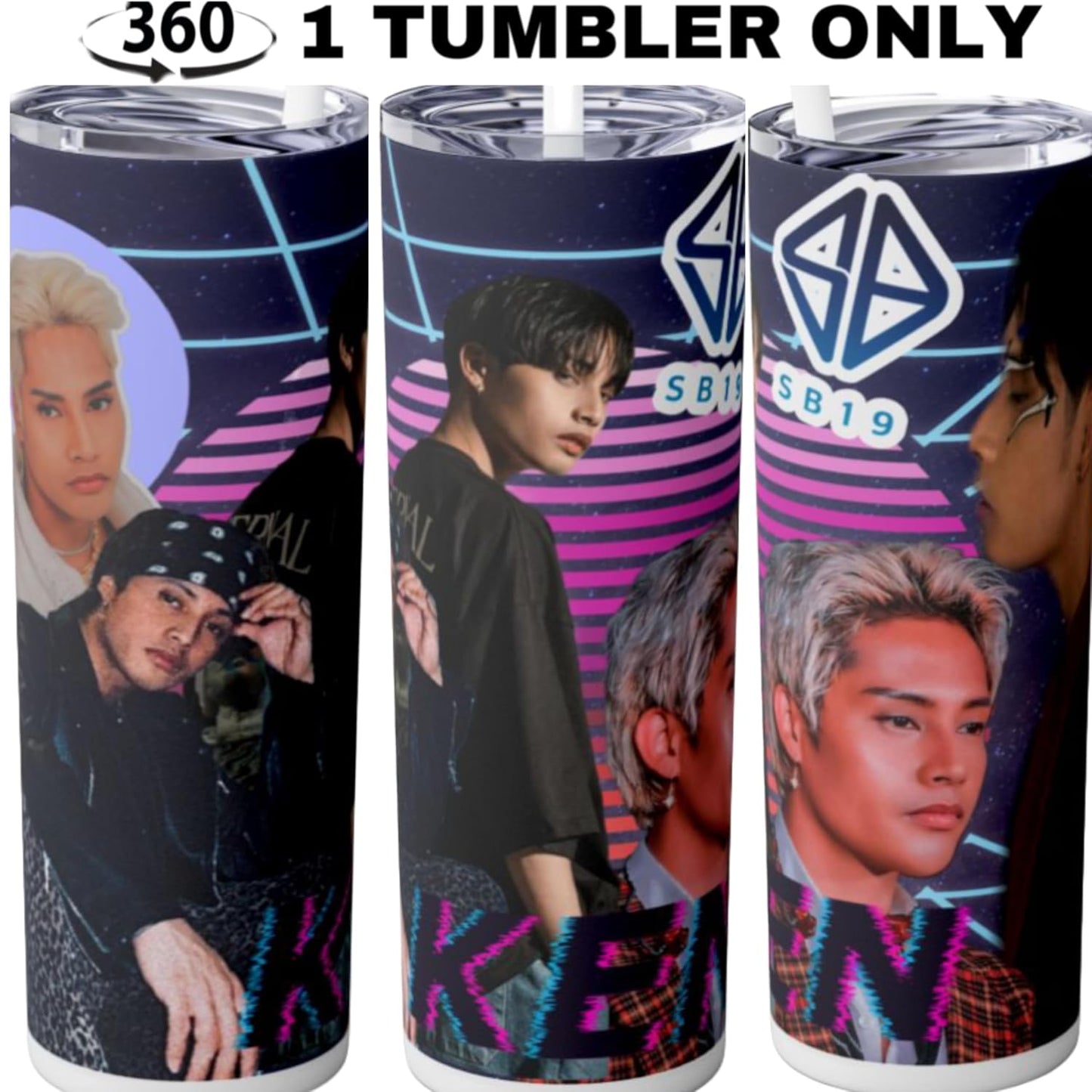 P-Pop SB19 Ken tumbler, 20 oz stainless steel drinkware with colorful design, perfect gift for teens and Pinoy pop music fans.