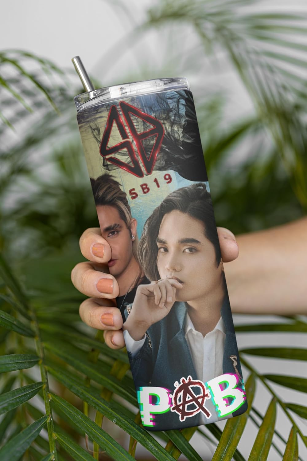 20 oz SB19 Pablo tumbler with straw, stylish stainless steel drinkware for hot or cold drinks, perfect Filipino gift for teens.