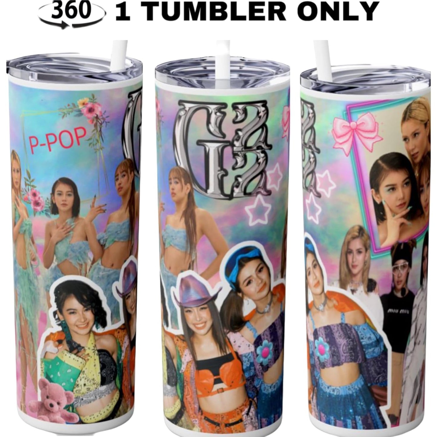 P-Pop G22 tumbler 20 oz featuring trendy designs for teens, ideal for drinks, stylish and insulated stainless steel drinkware.