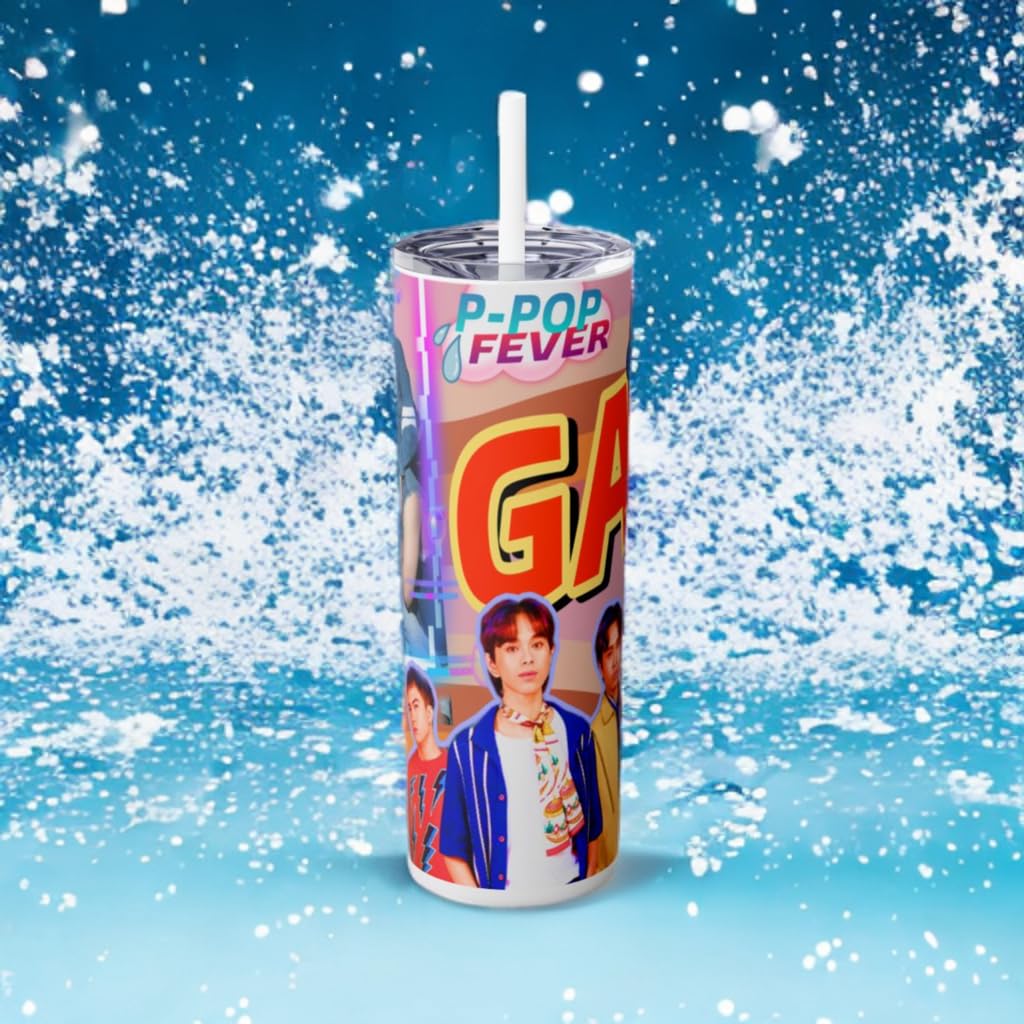 P-Pop GAT tumbler 20 oz featuring pop music design, perfect for hot or cold drinks, stylish Filipino gift for teens.