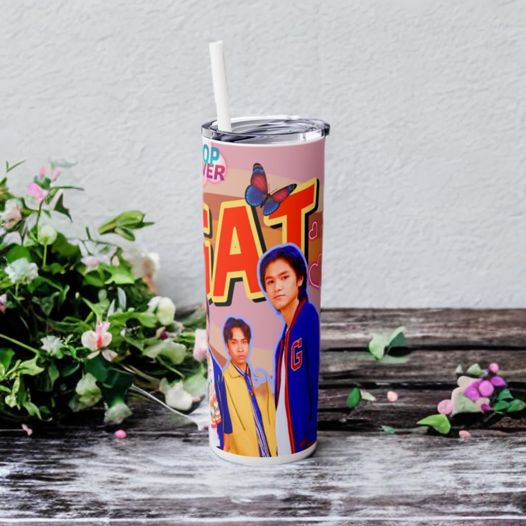 P-Pop GAT tumbler 20 oz with straw, featuring Filipino pop artists, vibrant design for stylish drinkware.