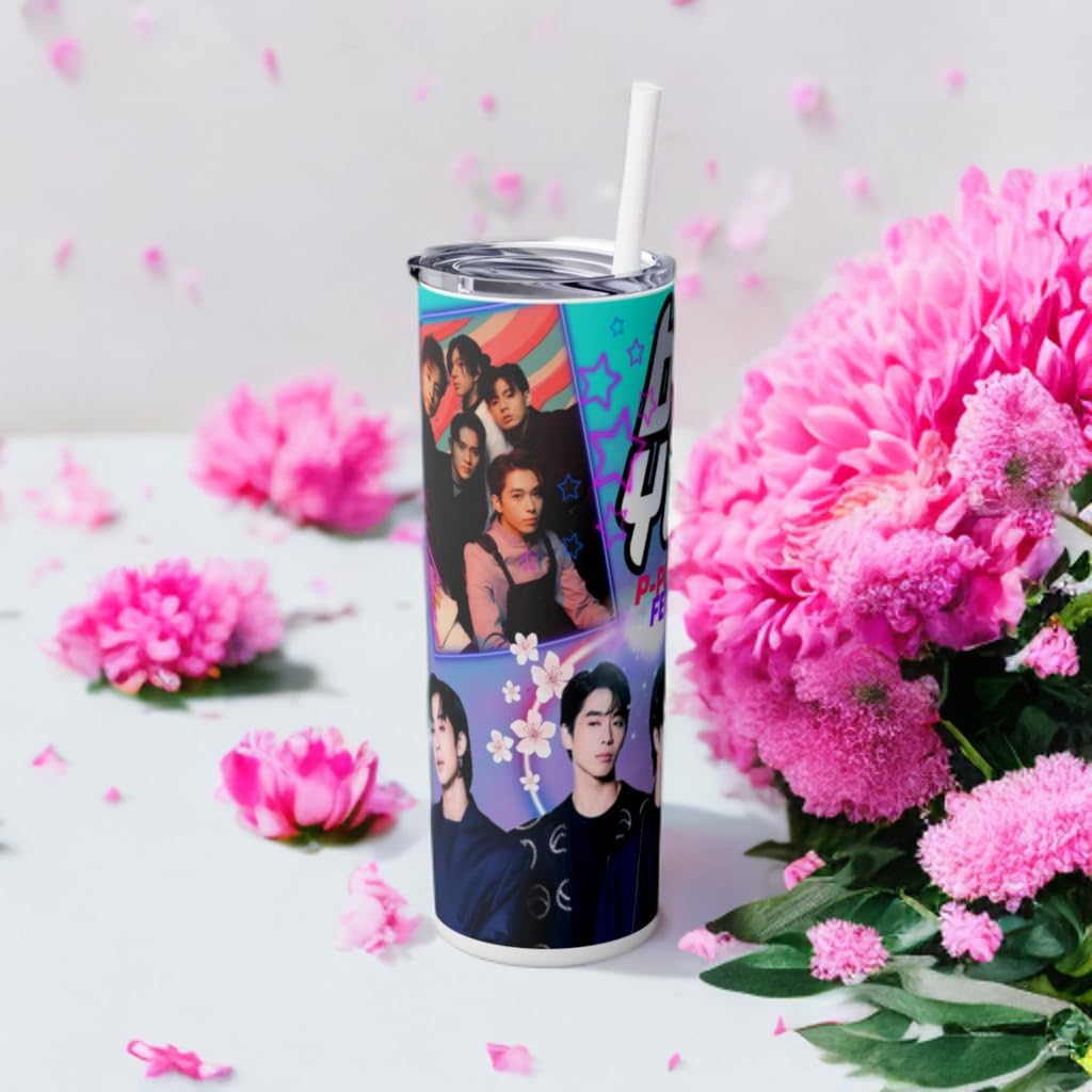 P-Pop BGYO tumbler with colorful design, stylish 20 oz stainless steel drinkware perfect for teens and pop music fans.