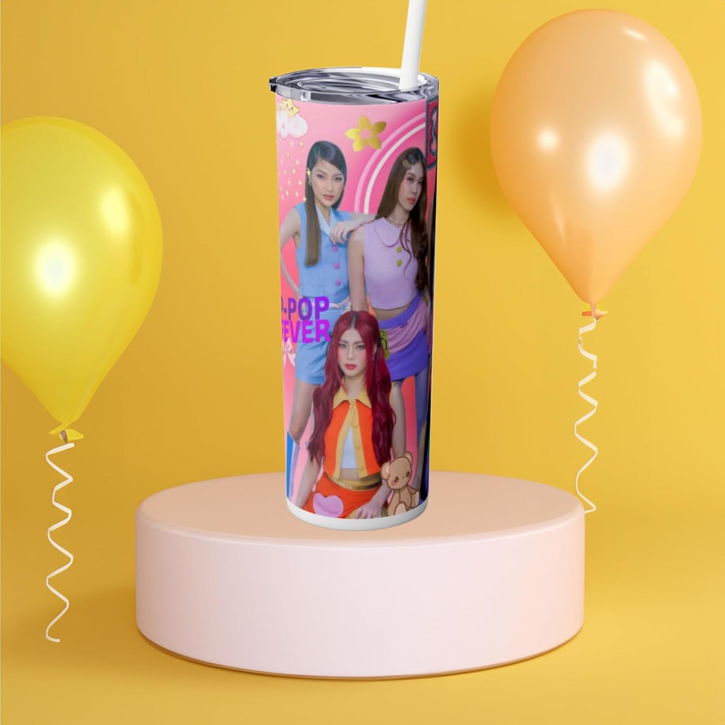 P-Pop Bini Tumbler 20 oz featuring vibrant design, perfect for keeping drinks hot or cold, ideal Filipino gift for teens.