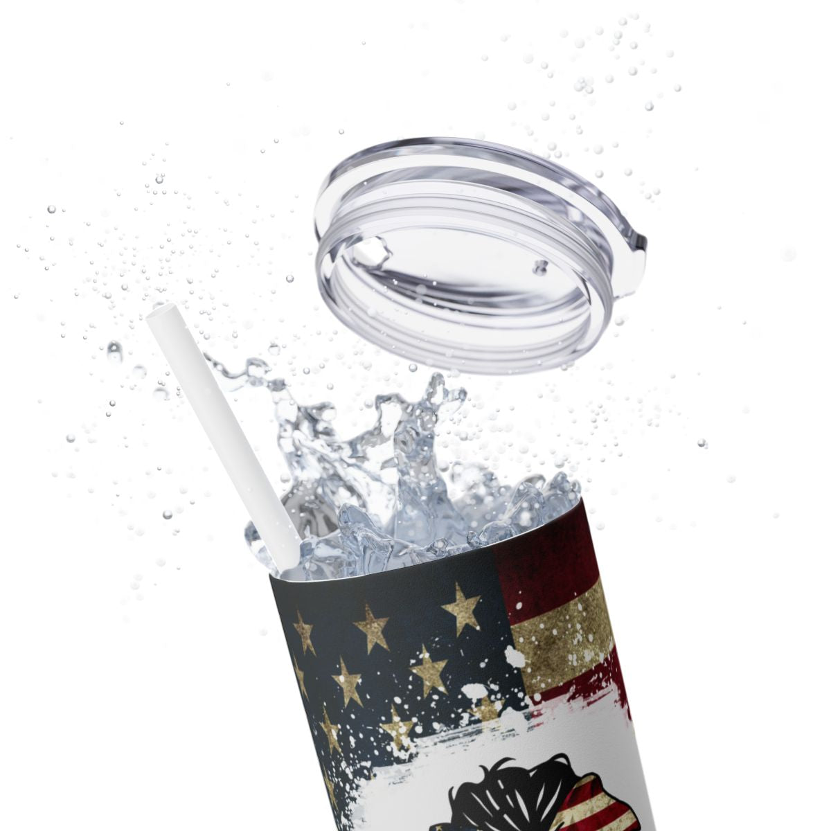 4th Of July Tumbler 20 oz, Patriotic Gift For Mom, American Flag Stainless Steel Drinkware With Straw And Lid, Office Accessory For Hot Cold Iced Coffee