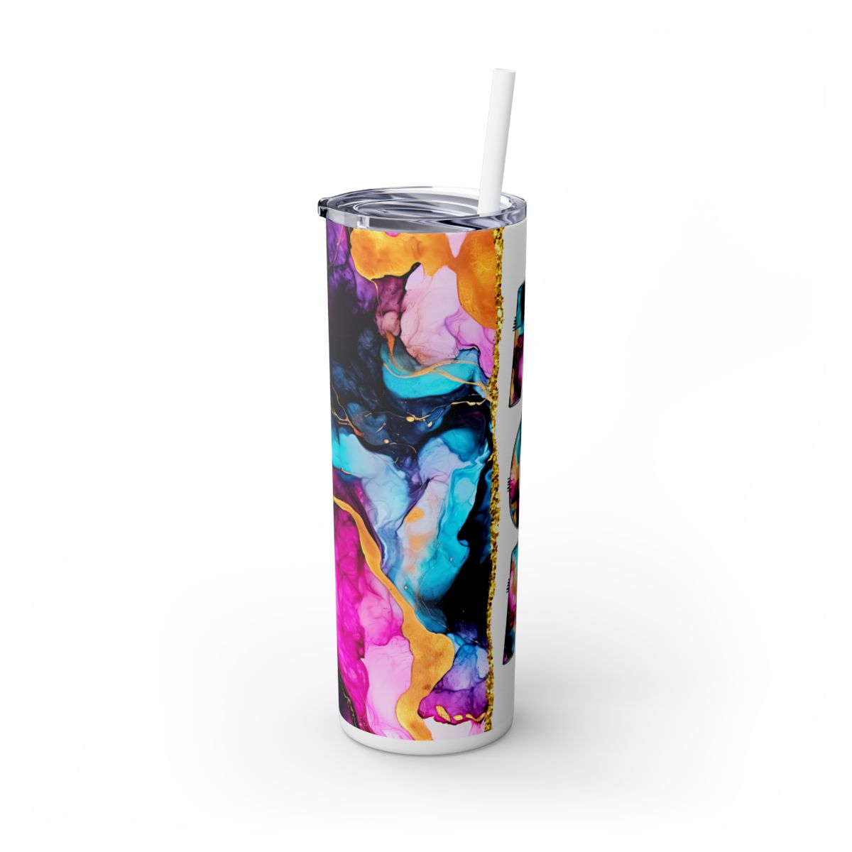 Alcohol Ink Tumbler 20 oz, Mother's Day Gift For Mom, Marble Art Stainless Steel Drinkware With Straw And Lid, Office Accessory For Hot Cold Iced Coffee