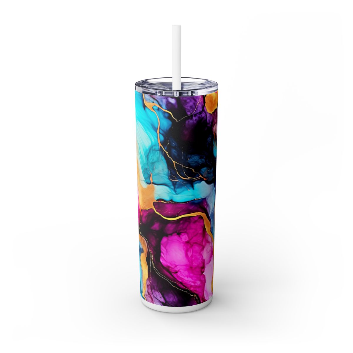 Alcohol Ink Tumbler 20 oz, Mother's Day Gift For Mom, Marble Art Stainless Steel Drinkware With Straw And Lid, Office Accessory For Hot Cold Iced Coffee