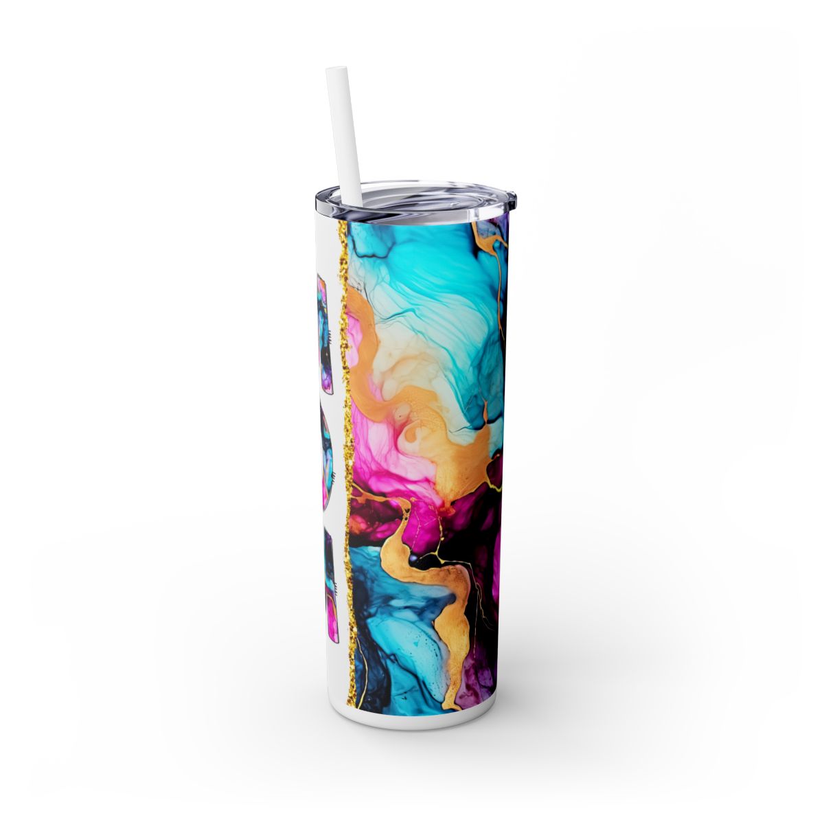 Alcohol Ink Tumbler 20 oz, Mother's Day Gift For Mom, Marble Art Stainless Steel Drinkware With Straw And Lid, Office Accessory For Hot Cold Iced Coffee