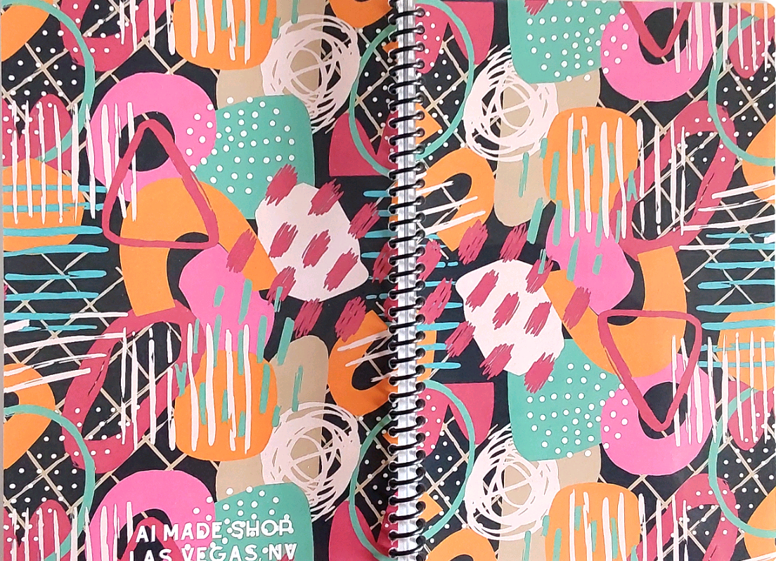 Abstract Art Artsy Gift For Teens 6x9 Spiral Notebook Set of 3, Lined Journal For Writing With Matching Bookmark x3 Gift Set