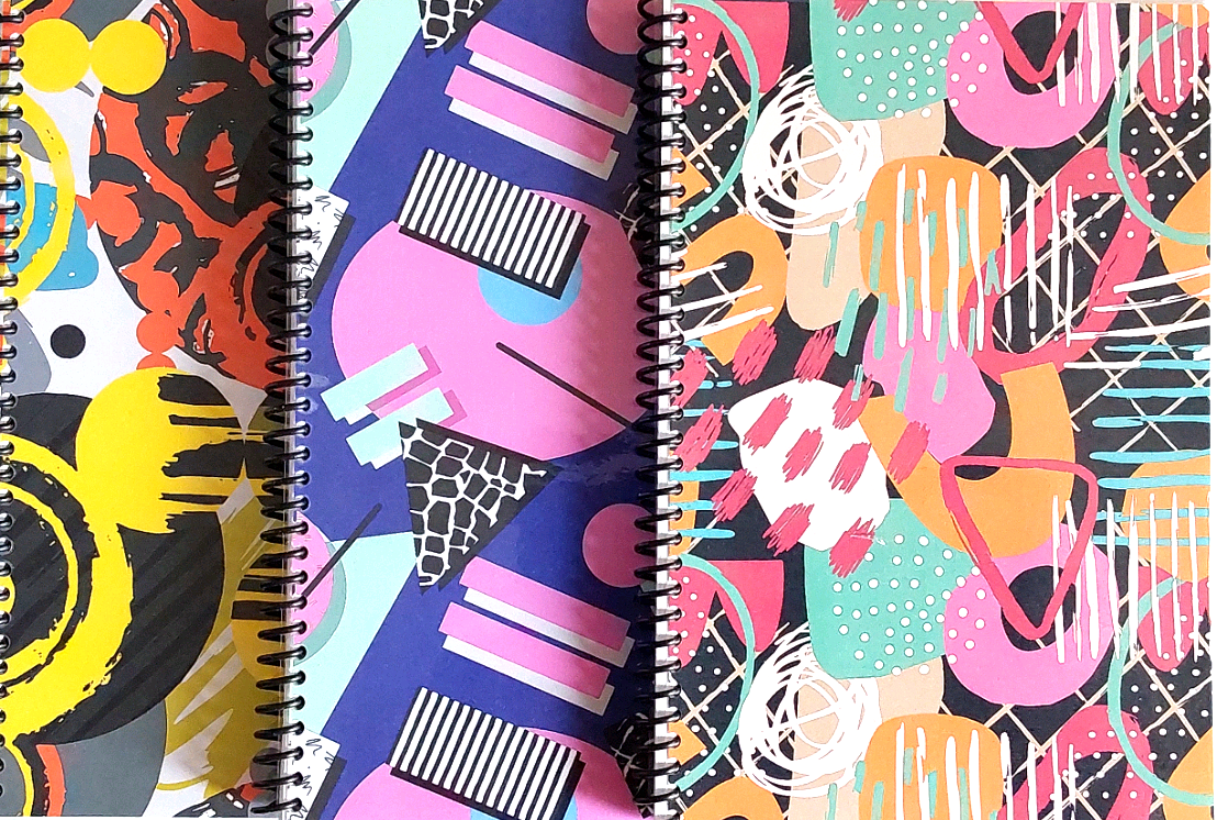 Abstract Art Artsy Gift For Teens 6x9 Spiral Notebook Set of 3, Lined Journal For Writing With Matching Bookmark x3 Gift Set
