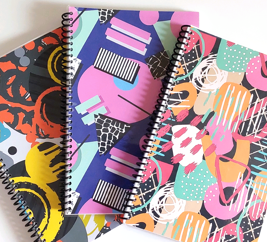 Abstract Art Artsy Gift For Teens 6x9 Spiral Notebook Set of 3, Lined Journal For Writing With Matching Bookmark x3 Gift Set