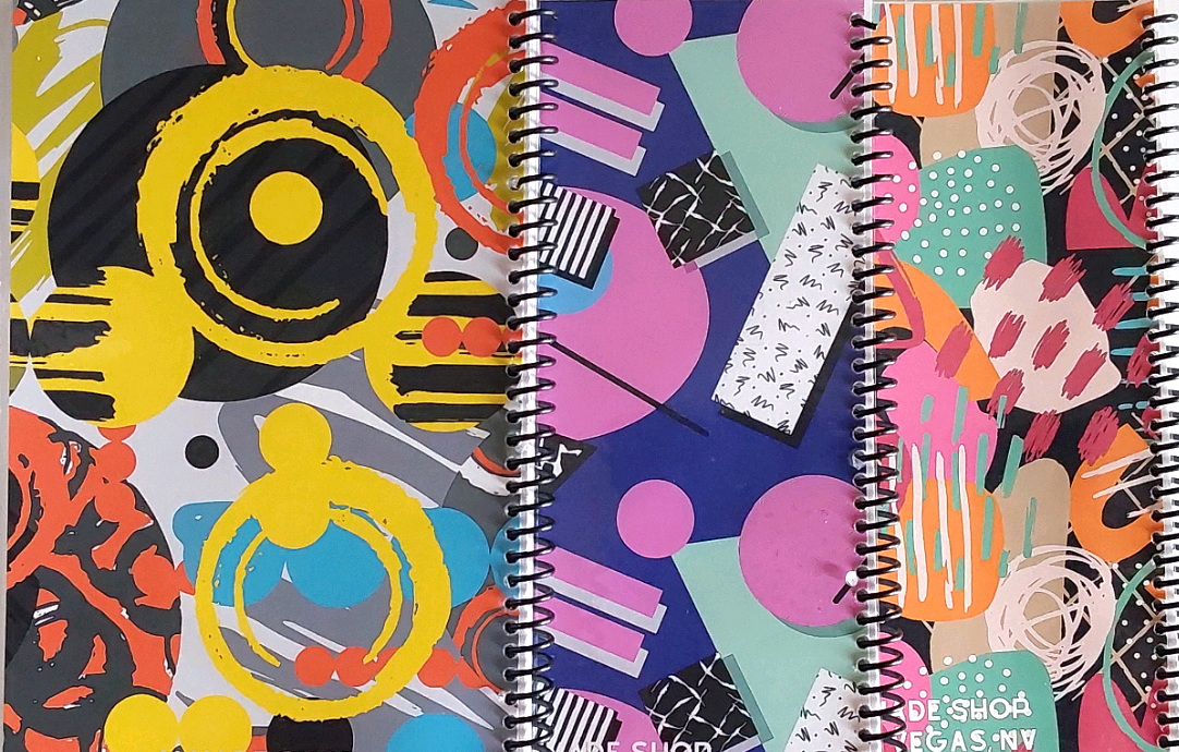 Abstract Art Artsy Gift For Teens 6x9 Spiral Notebook Set of 3, Lined Journal For Writing With Matching Bookmark x3 Gift Set