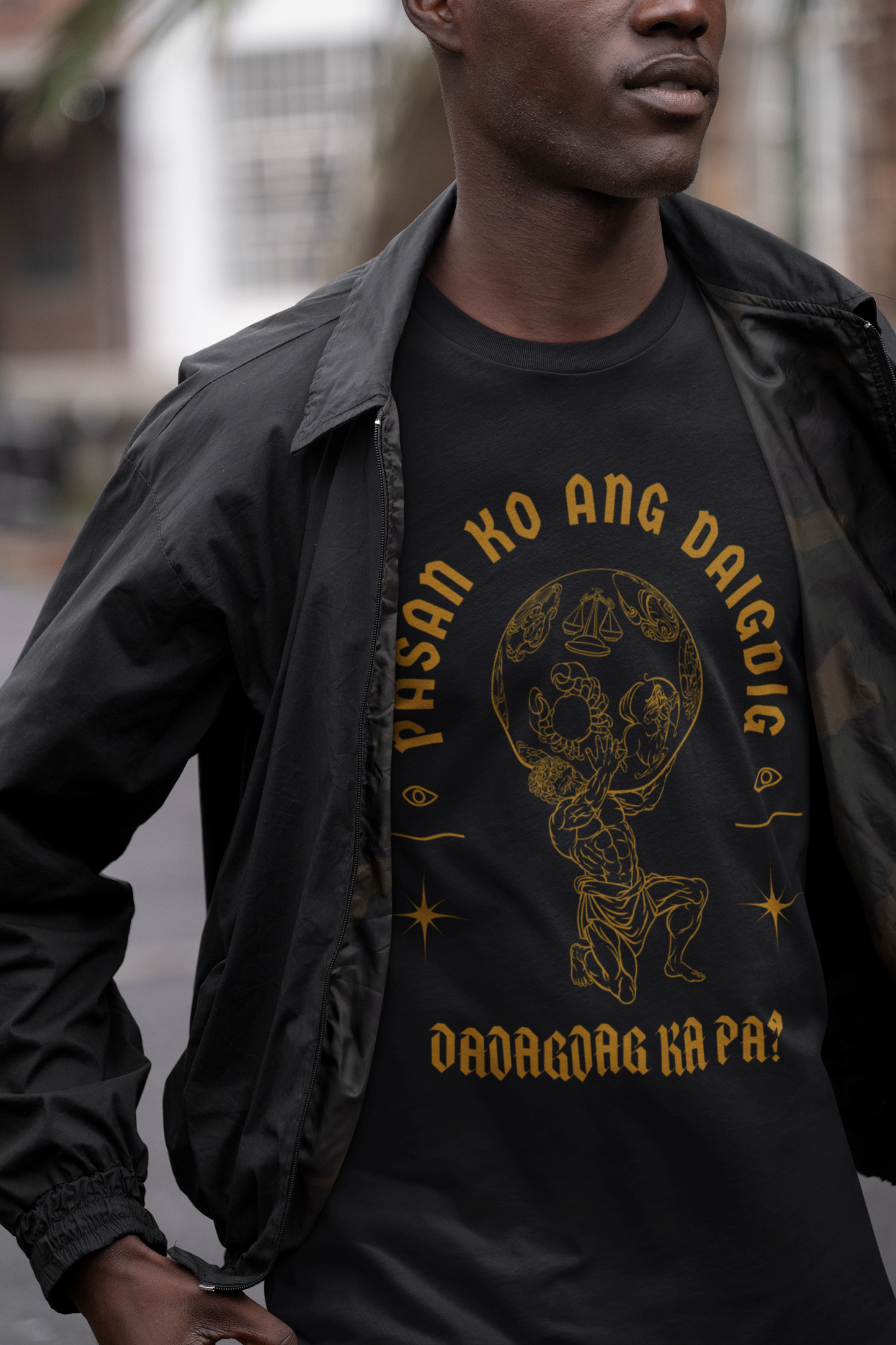 Pasan Ko Ang Daigdig Pinoy Funny T-Shirt, Weight Lifting Graphic Tee, FIlipino T Shirt