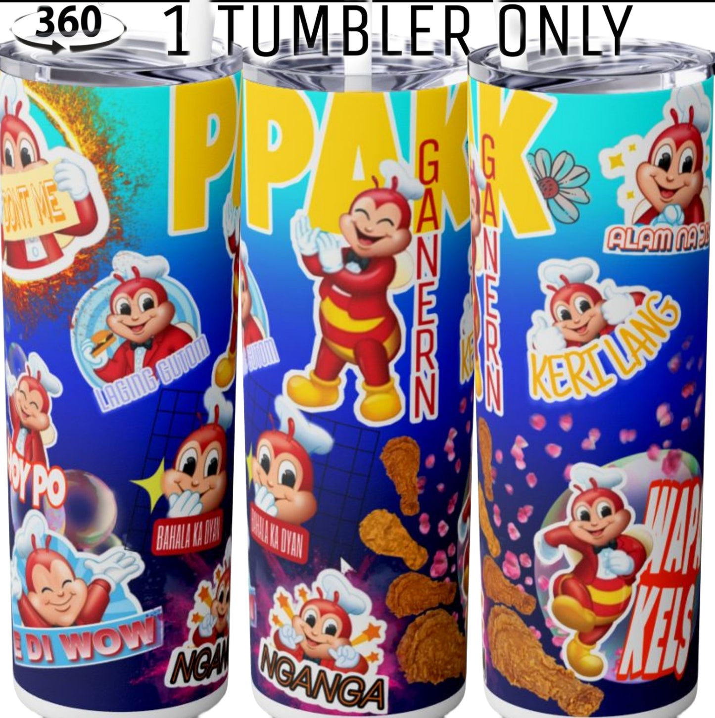 Jolibee Skinny Tumbler 20 oz, Filipino Gift For Pinoy Teens, Foodie Stainless Steel Drinkware With Straw And Lid, Philippines Gift For Her, Travel Accessory For Hot Cold Drinks