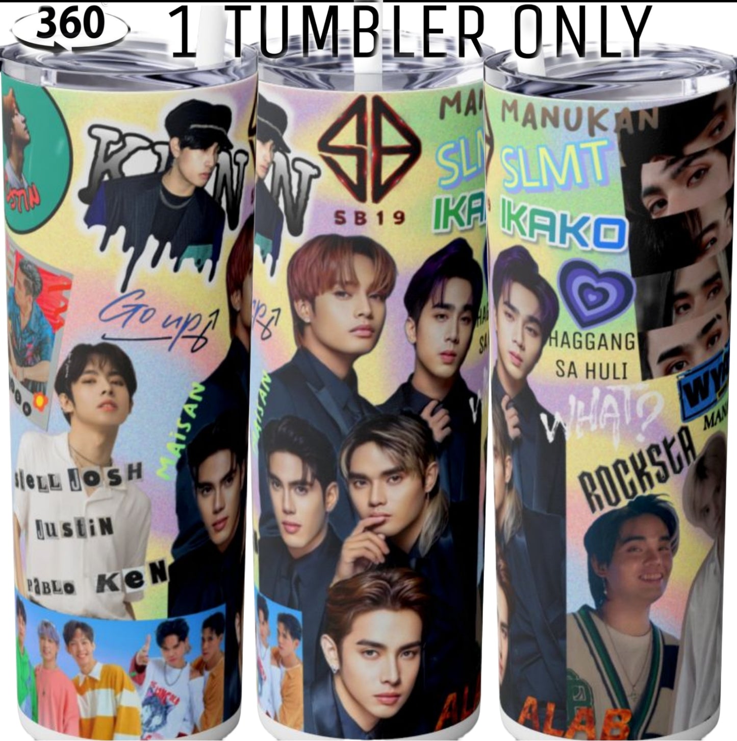 Sb19 Skinny Tumbler 20 oz, PInoy Pop Music Gift For Filipino Teens, Philippine Pop Culture Stainless Steel Drinkware With Straw And Lid, Fandom Gift For Her, Travel Accessory For Hot Cold Drinks