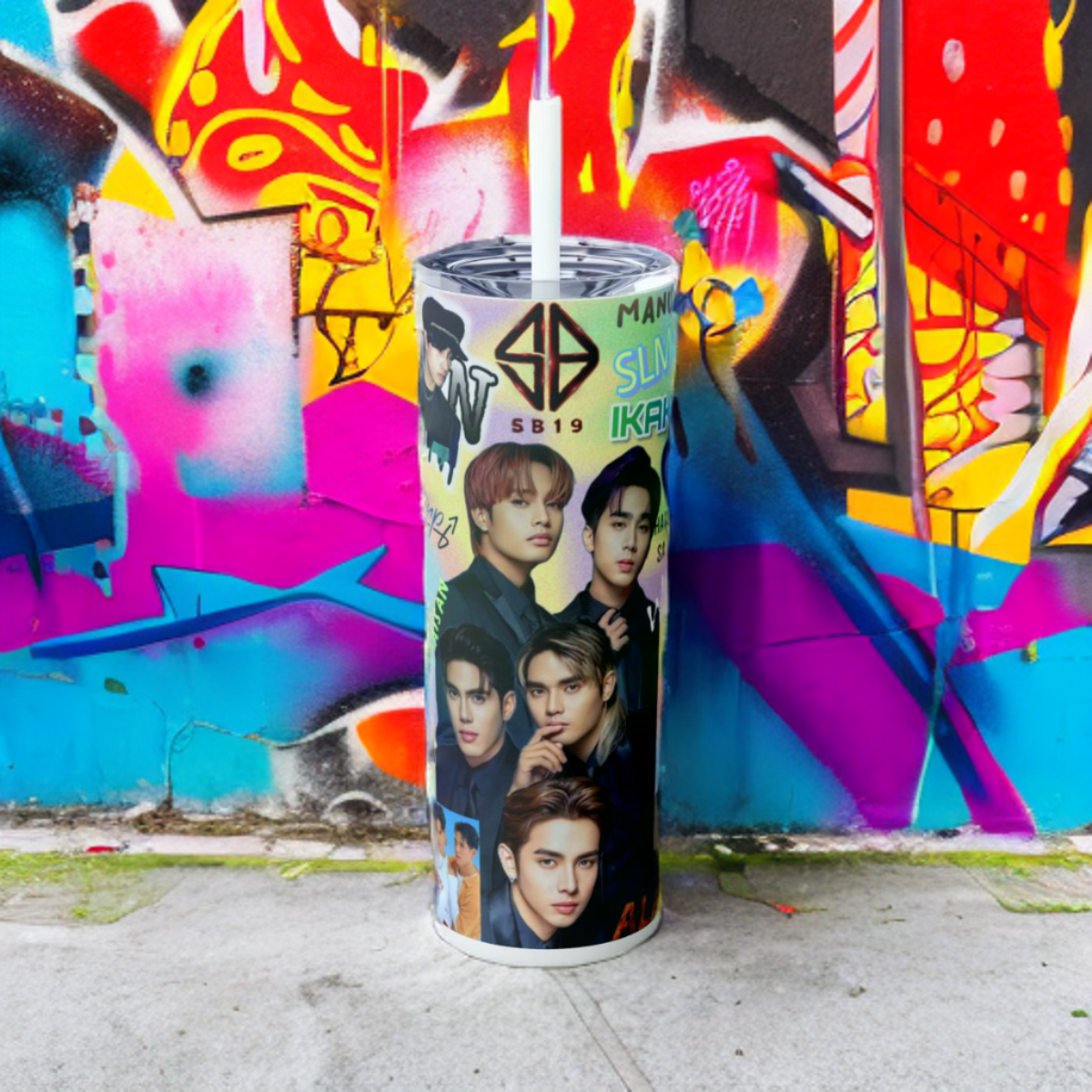Sb19 Skinny Tumbler 20 oz, PInoy Pop Music Gift For Filipino Teens, Philippine Pop Culture Stainless Steel Drinkware With Straw And Lid, Fandom Gift For Her, Travel Accessory For Hot Cold Drinks