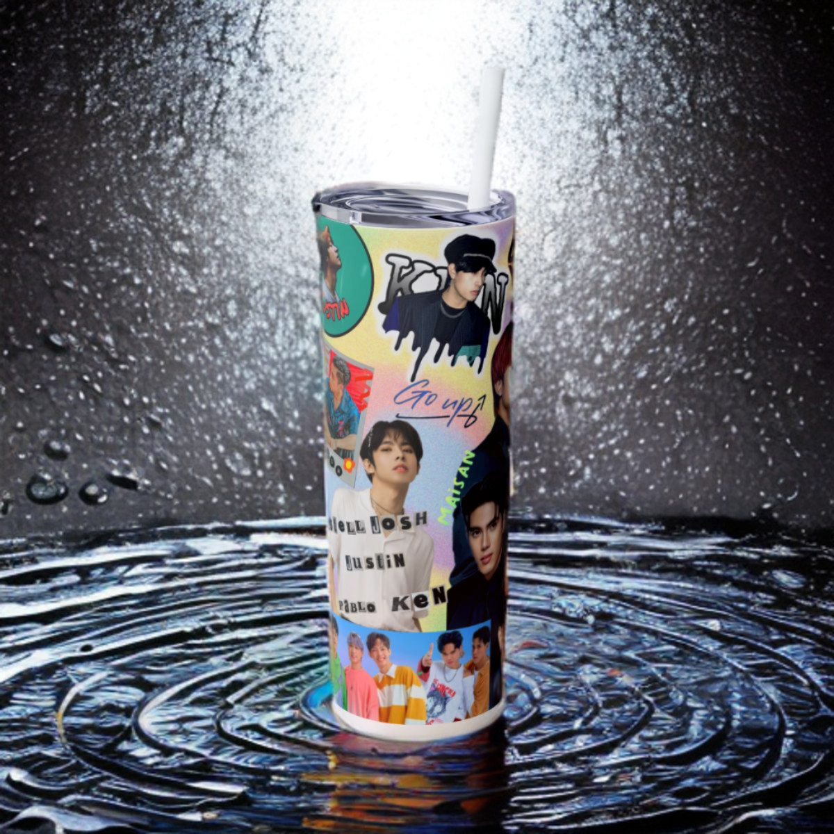 Sb19 Skinny Tumbler 20 oz, PInoy Pop Music Gift For Filipino Teens, Philippine Pop Culture Stainless Steel Drinkware With Straw And Lid, Fandom Gift For Her, Travel Accessory For Hot Cold Drinks