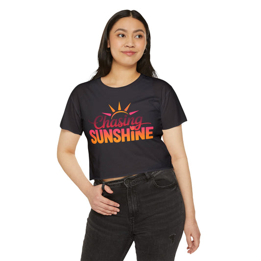 Summer Crop Top For Women, Beach Gifts For Her, Travel T-Shirt Croptop TShirt Merch, Chasing Sunshine