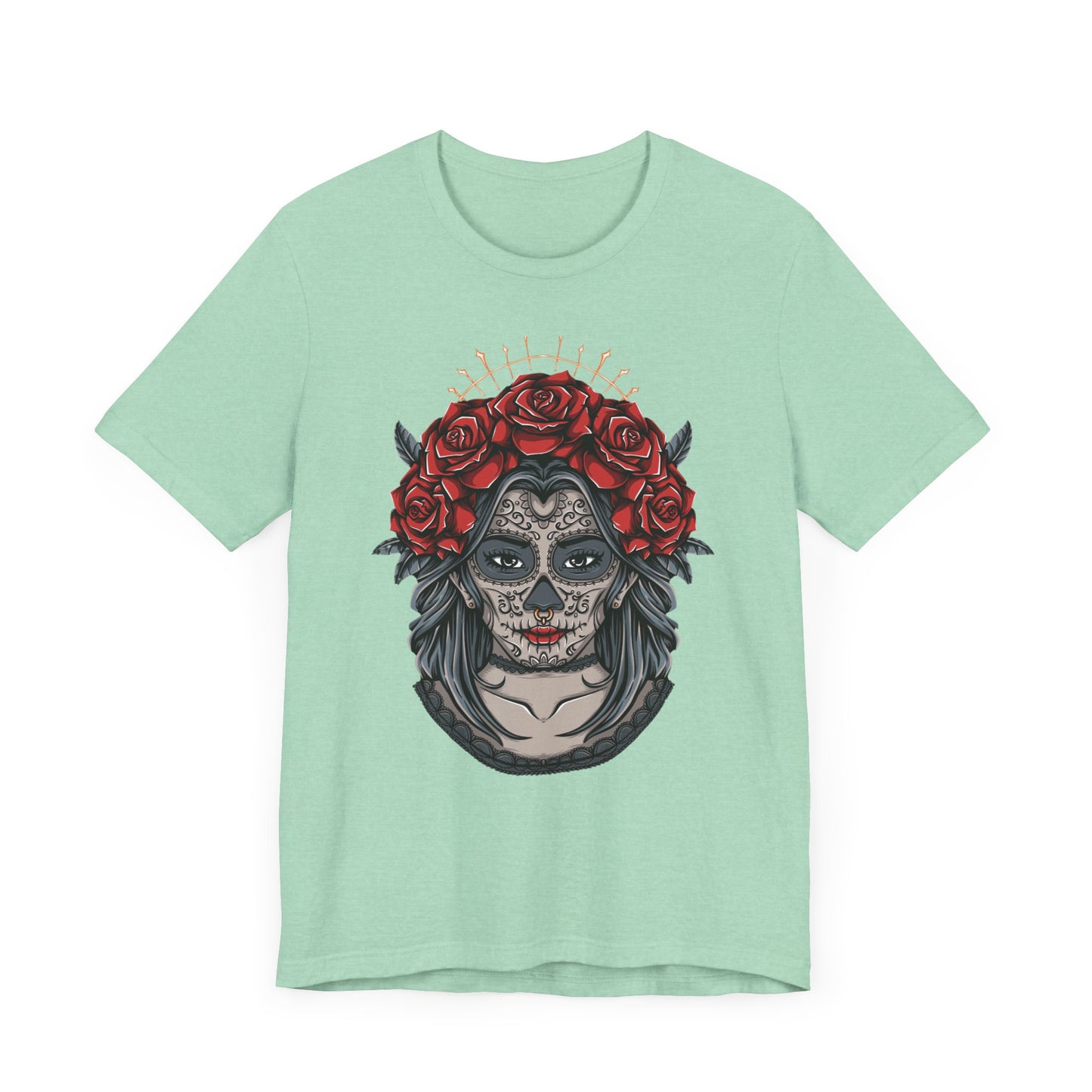 Sugar Skull T-Shirt, Gothic Graphic Tee for Teens, Unisex Tshirt Aesthetic Gifts For Him, Day Of The Dead Shirt Design