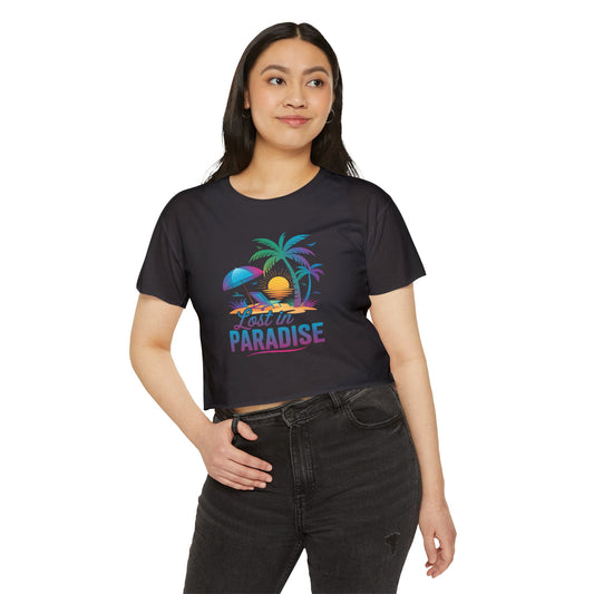 Summer Crop Top For Women, Beach Gifts For Her, Travel T-Shirt Croptop TShirt Merch, Lost In Paradise