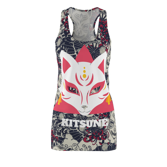 Anime Dress, Kitsune Racerback Dress Casual Outfits Aesthetic Gift For Teens,Cute Summer Dress Slip, Japanese Dress Gift For Gamers Sundress