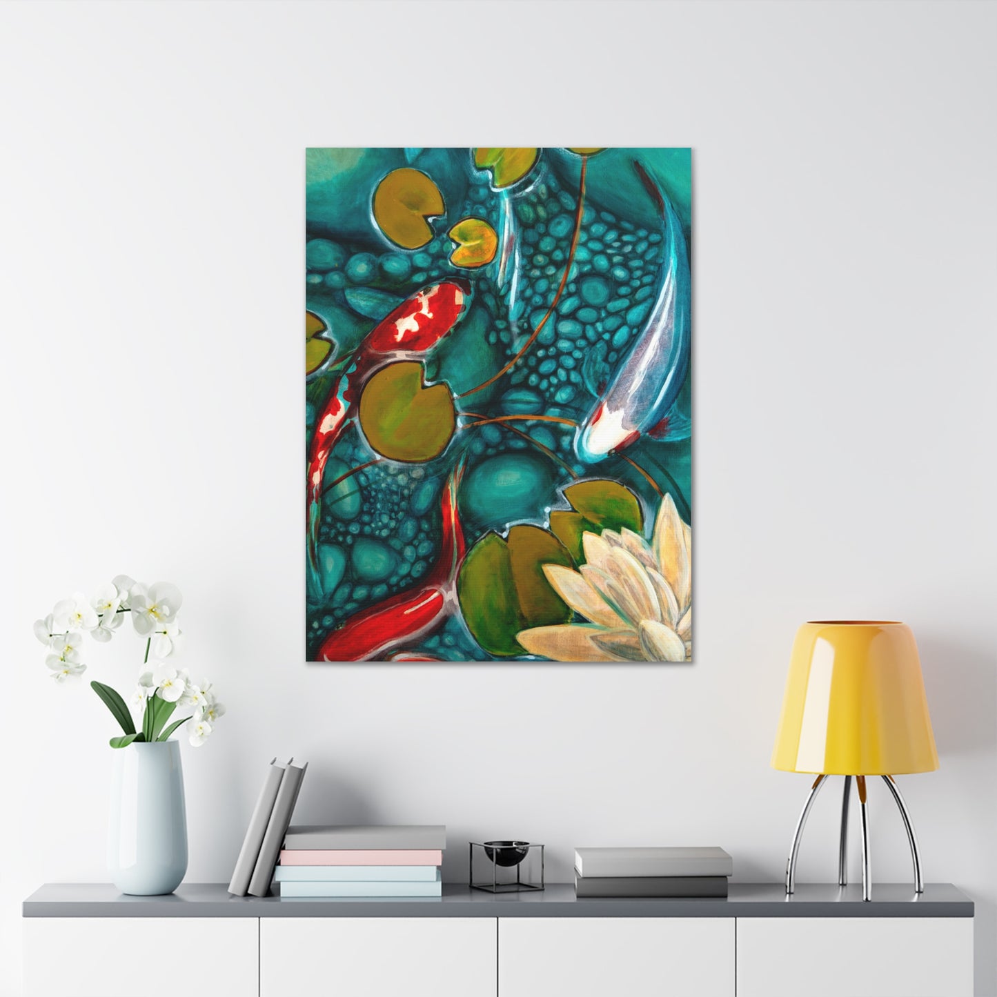 Japanese Art Canvas Gallery Wrap 30x40 Home Wall Art Japan Art Lucky Koi Fish Art
