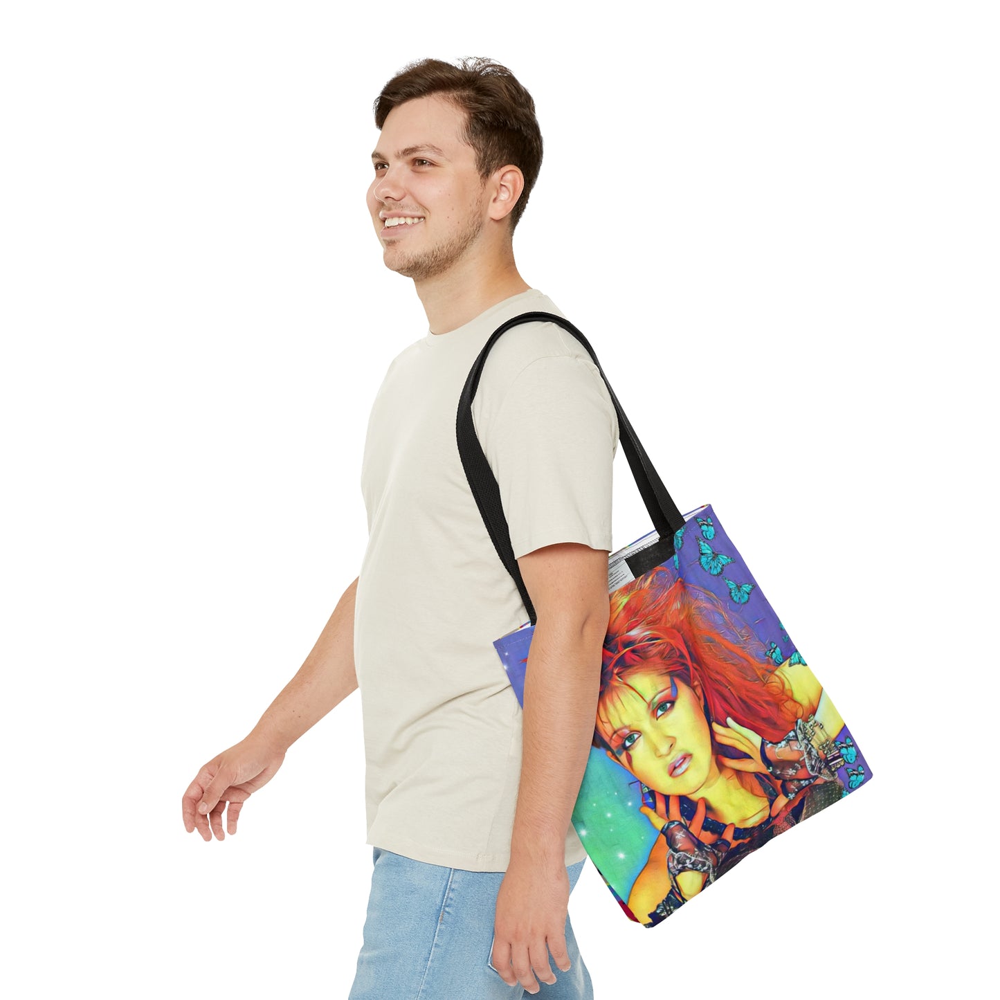 80s Style Pop Icon Tote Bag - Neon Cassette Tapes Design For Women