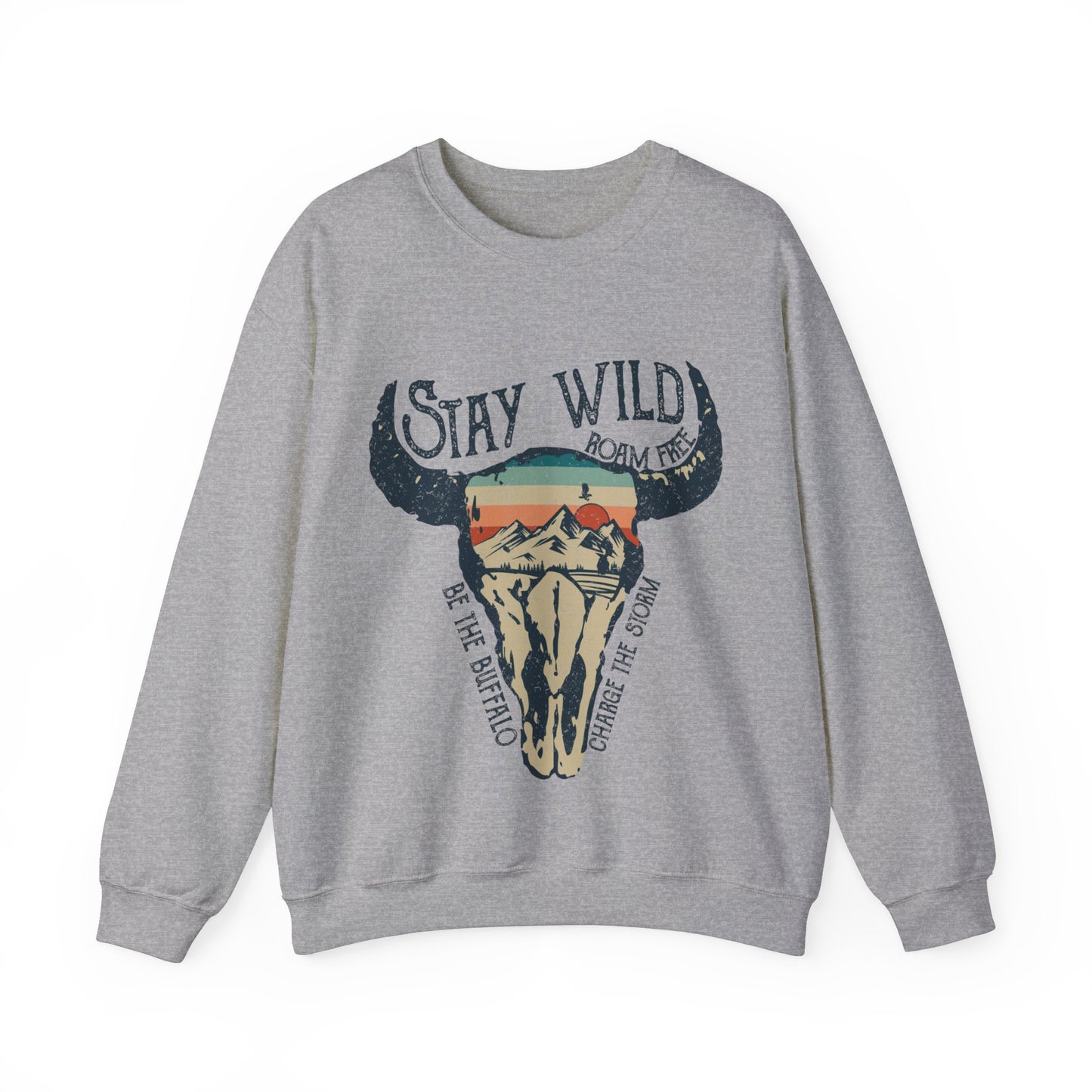 Buffalo Sweatshirt Skull Graphic Pullover Sweater | Desert Gifts For Teens Boho Outfit | Stay Wild