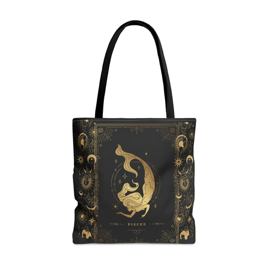 Zodiac Tote Bag,Pisces Tote Bag For Women,Canvas Tote Bag Aesthetic,Reusable Grocery Bag,Library Book Bag For School,Celestial Tote Bag