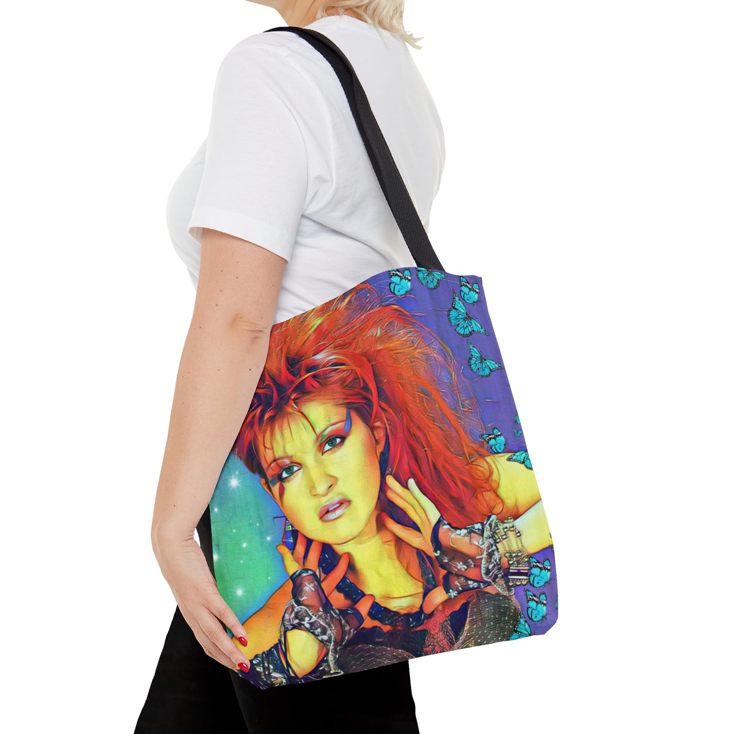 80s Style Pop Icon Tote Bag - Neon Cassette Tapes Design For Women
