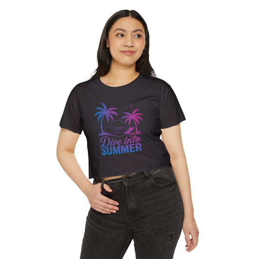 Summer Crop Top For Women, Beach Gifts For Her, Travel T-Shirt Croptop TShirt Merch, Dive Into Summer