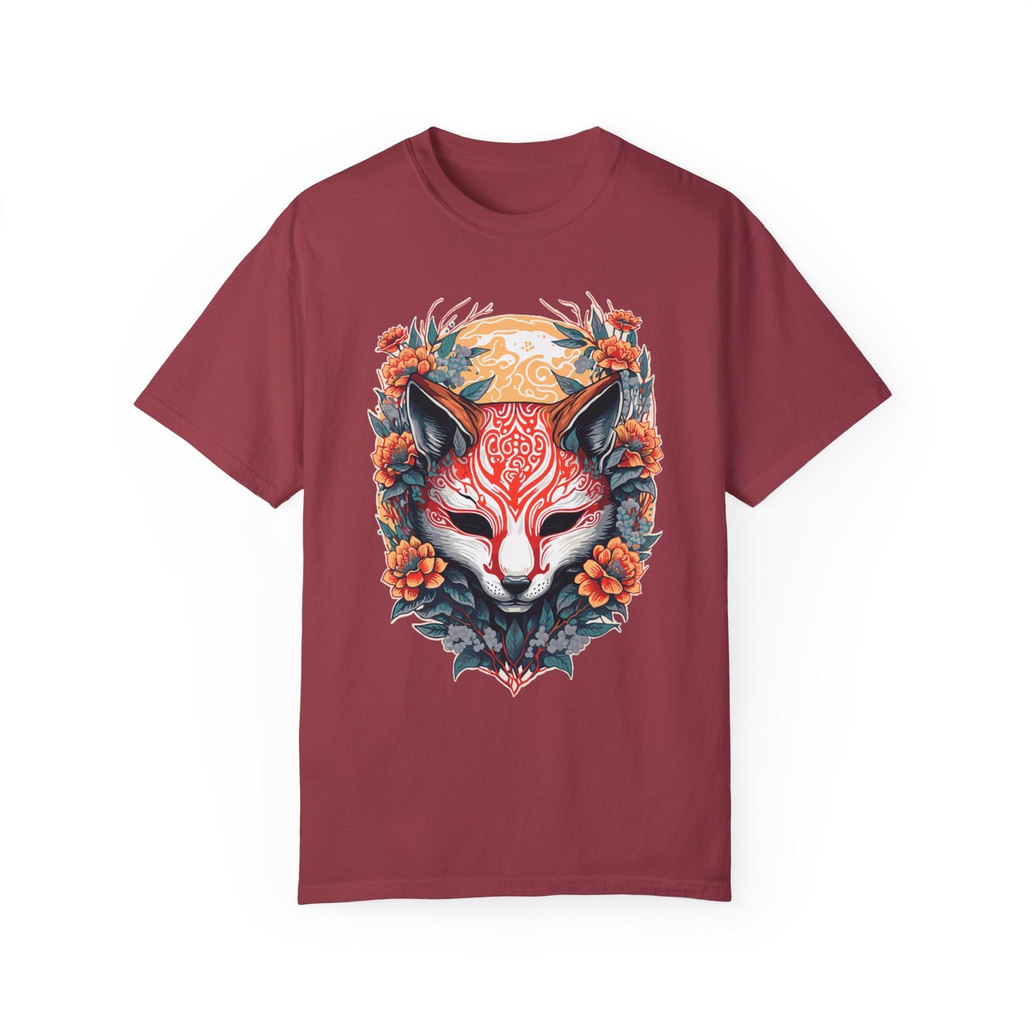 Japanese Kitsune Mask Comfort Colors Tshirt | Mens T-Shirt Graphic Tees Men Shirt Casual | Comfy Loose Fit Summer Clothes | Cotton Street Wear Clothing College Fashion