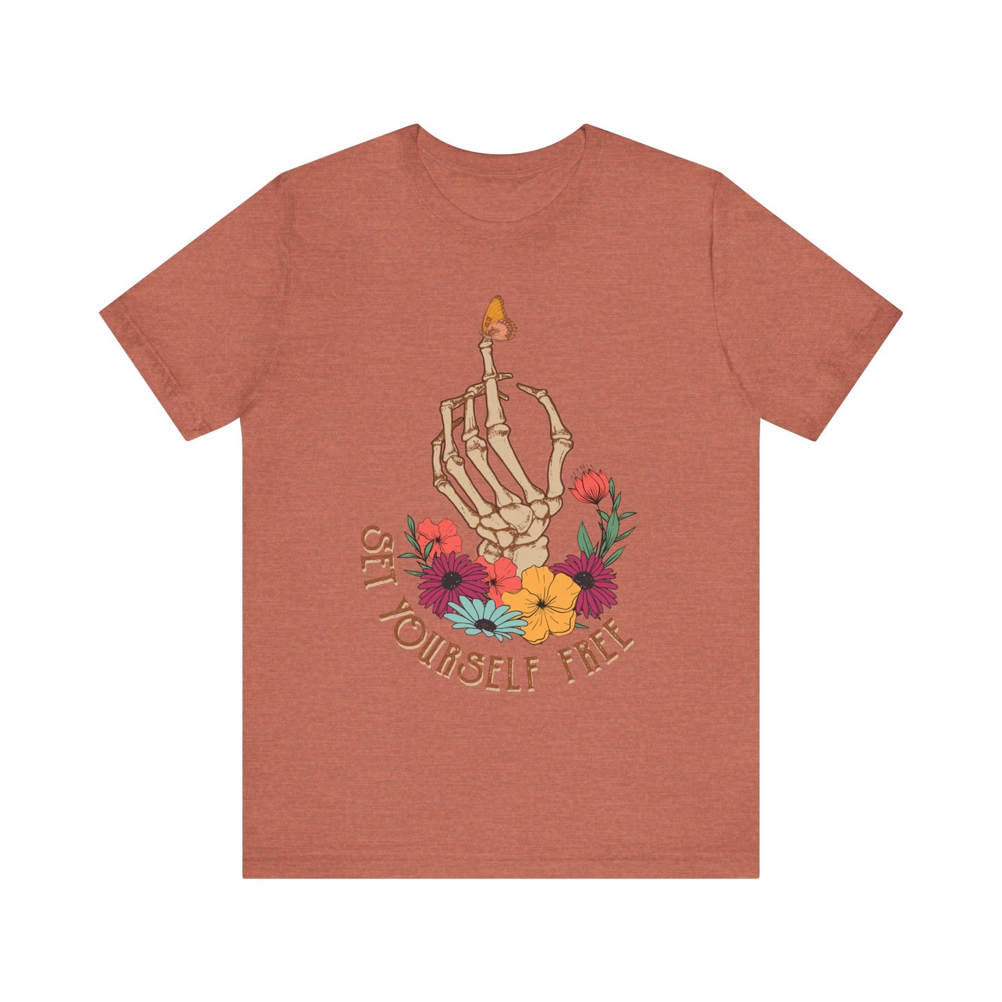 Retro T-Shirt, Skeleton Graphic Tee for Teens, Unisex Tshirt Aesthetic Gifts For Her, Motivational Quote Mantra Shirt Design