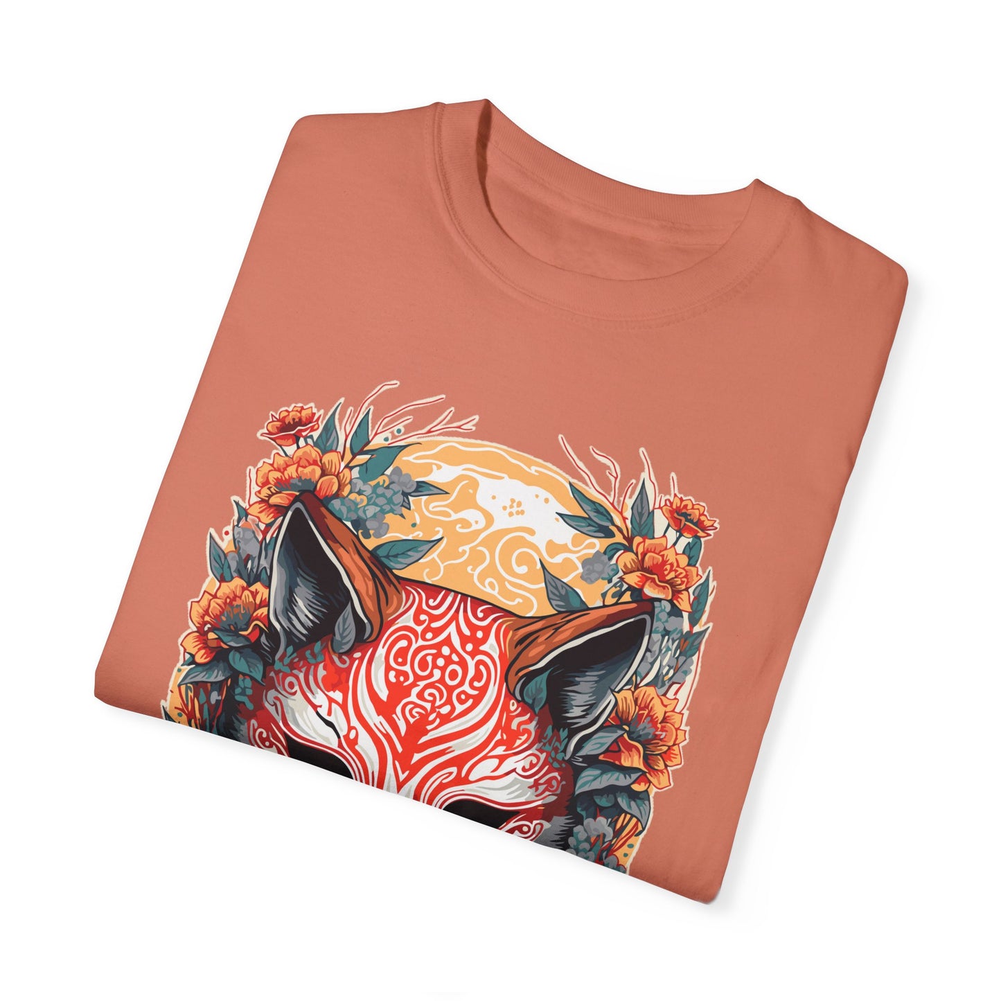 Japanese Kitsune Mask Comfort Colors Tshirt | Mens T-Shirt Graphic Tees Men Shirt Casual | Comfy Loose Fit Summer Clothes | Cotton Street Wear Clothing College Fashion