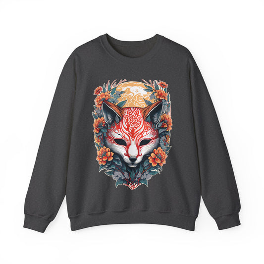 Cat Sweatshirt Floral Graphic Pullover Sweater Japanese Gifts For Gamers Gaming Outfit Kitsune