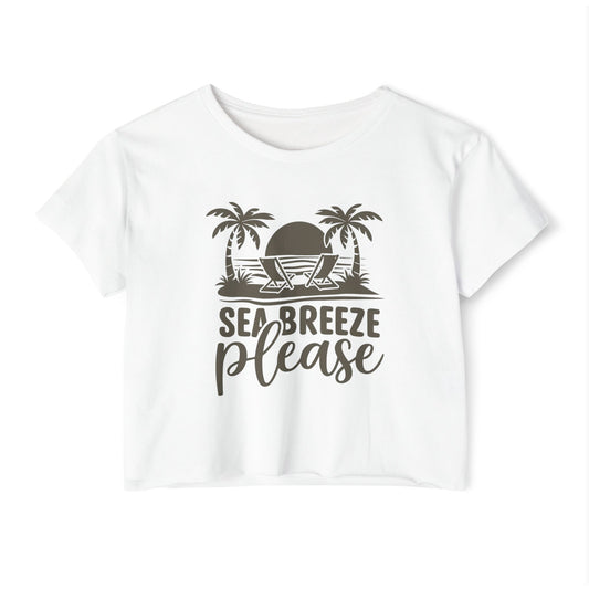 Summer Crop Top For Women, Beach Gifts For Her, Travel T-Shirt Croptop TShirt Merch, Seabreeze Please