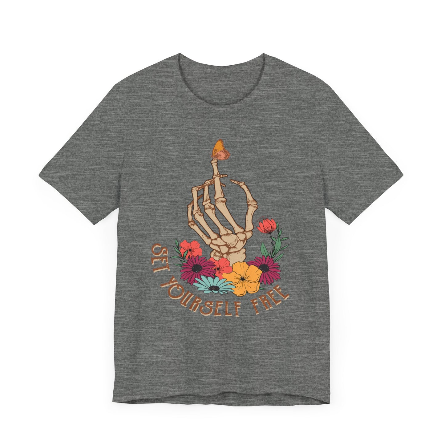 Retro T-Shirt, Skeleton Graphic Tee for Teens, Unisex Tshirt Aesthetic Gifts For Her, Motivational Quote Mantra Shirt Design