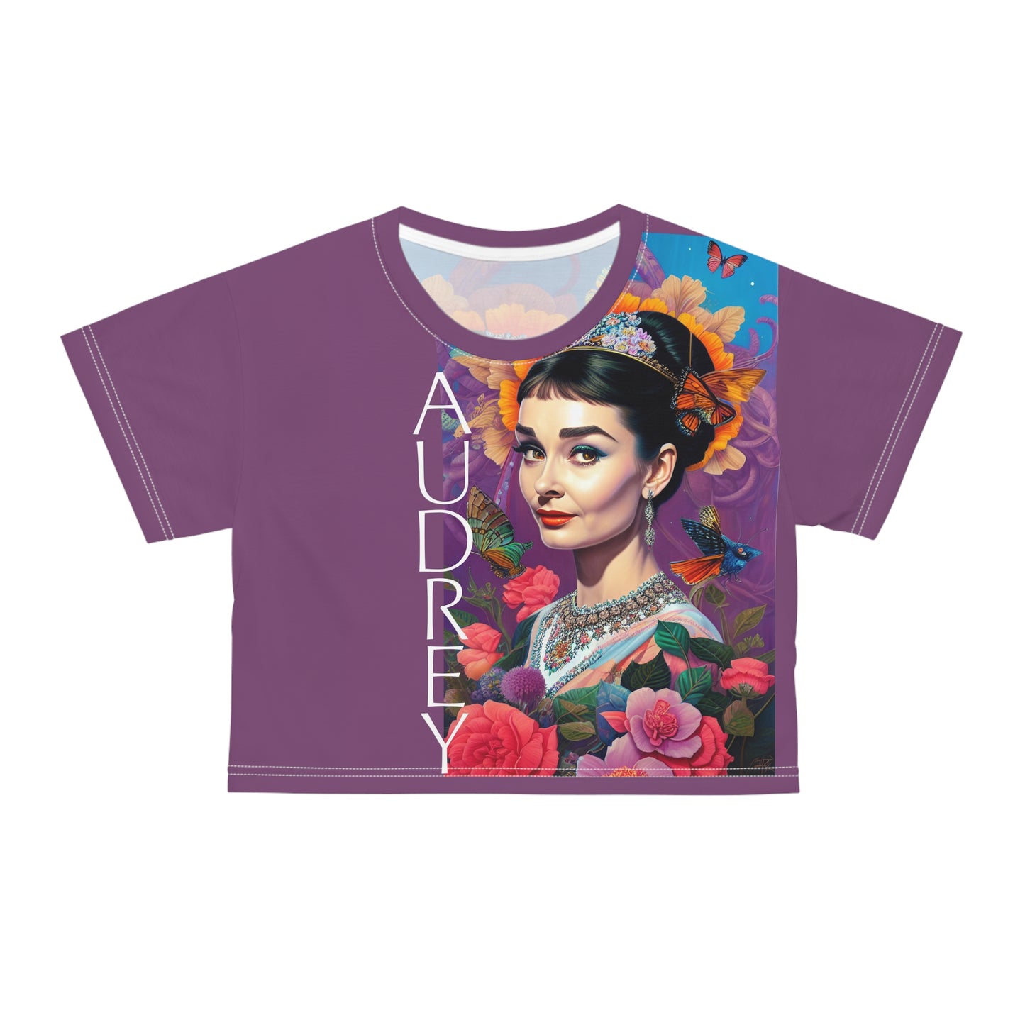 Audrey T-Shirt Cute Crop Tops | Croppe'd Graphic Tee | Movie T Shirt Women Trendy Gifts For Her | Teen T Shirt Design Back To School Apparel