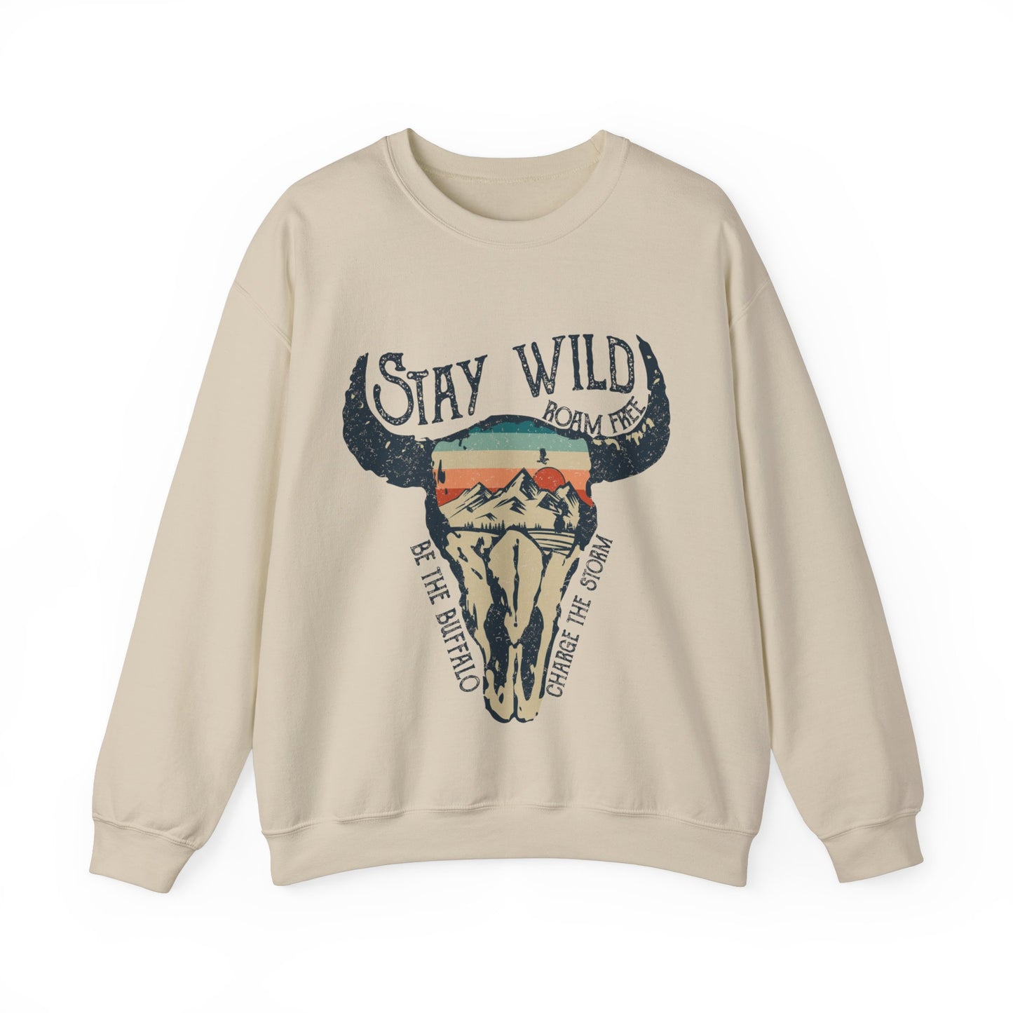 Buffalo Sweatshirt Skull Graphic Pullover Sweater | Desert Gifts For Teens Boho Outfit | Stay Wild